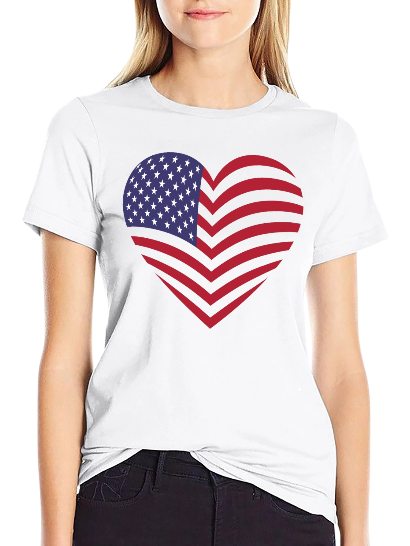 American Flag Heart Graphic Tee - Patriotic Style