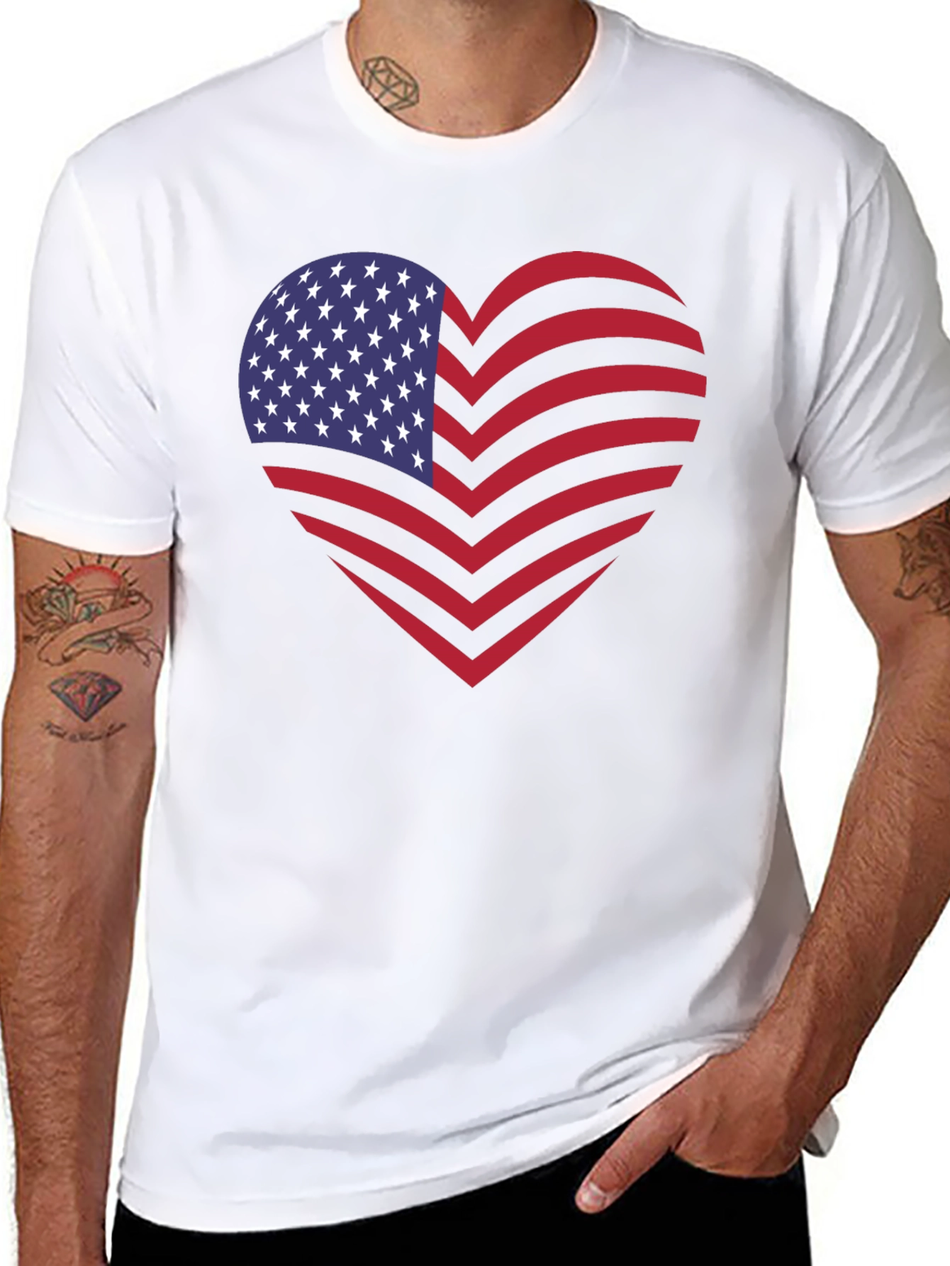American Flag Heart Graphic Tee - Patriotic Style