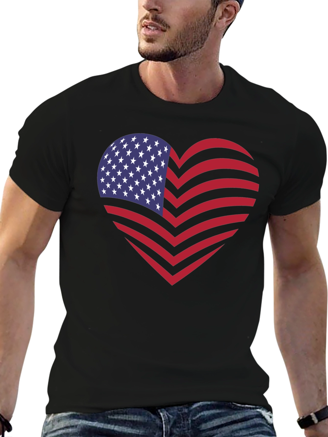 American Flag Heart Graphic Tee - Patriotic Style