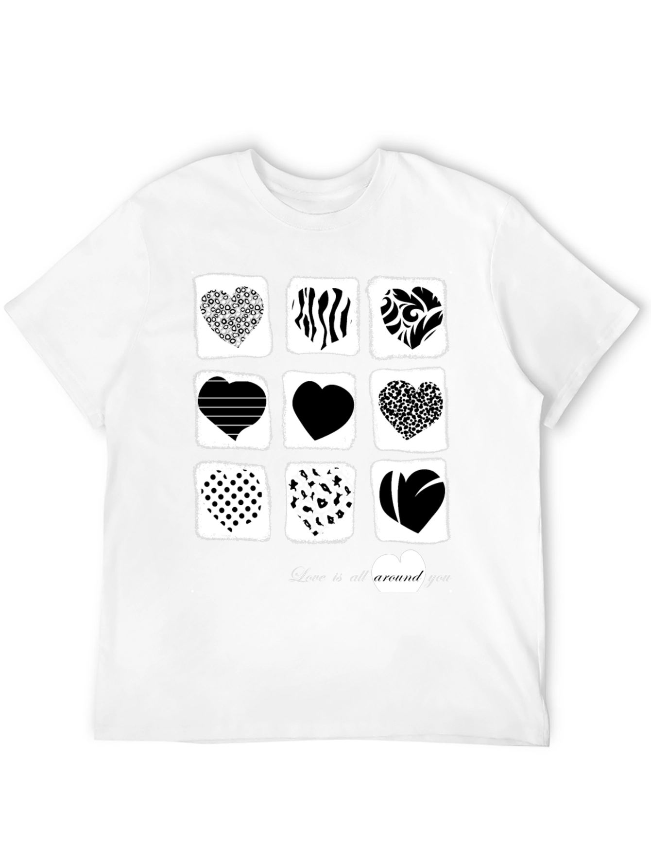 Heart Patterned Graphic T-Shirt