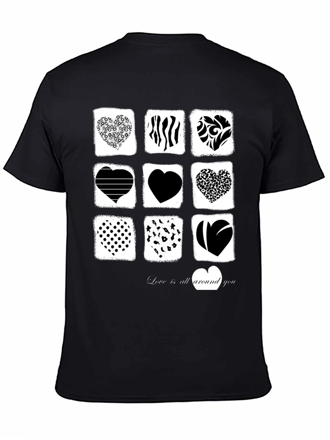 Heart Patterned Graphic T-Shirt