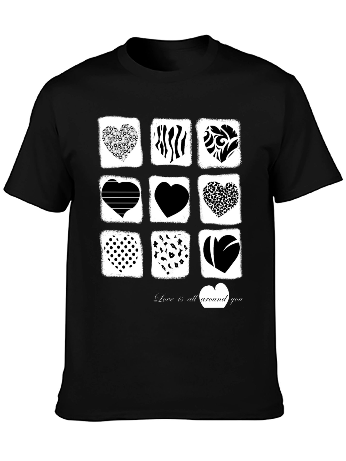 Heart Patterned Graphic T-Shirt