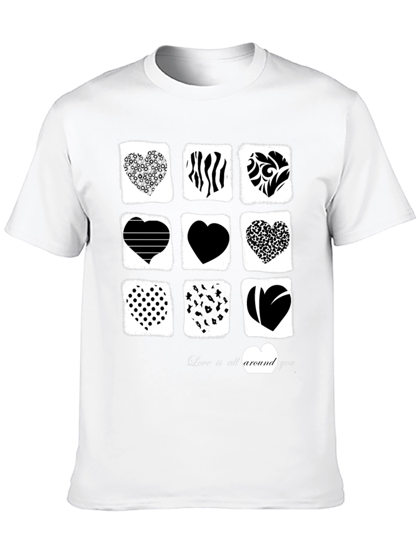 Heart Patterned Graphic T-Shirt
