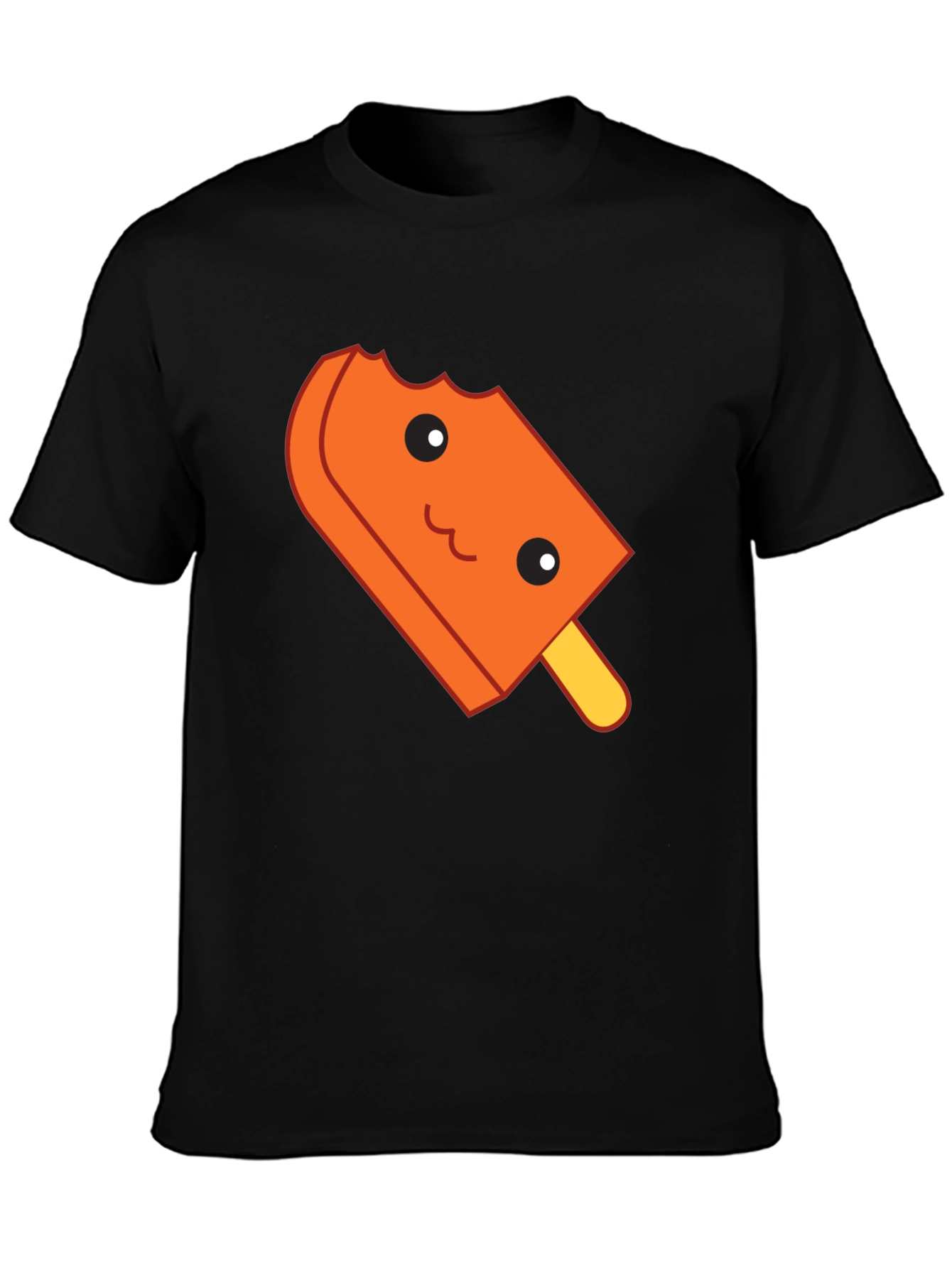 Cute Orange Popsicle Graphic T-Shirt - Black