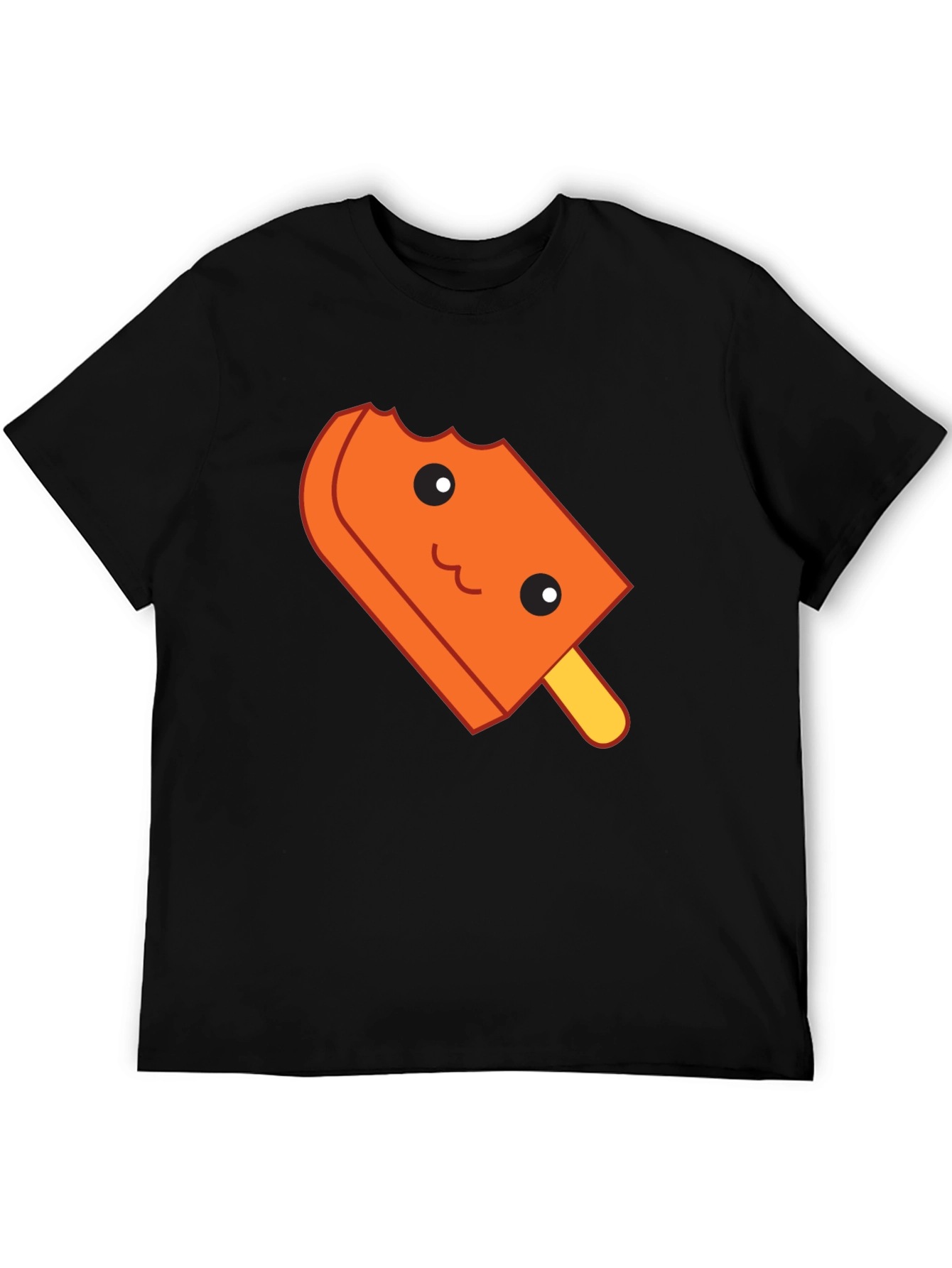 Cute Orange Popsicle Graphic T-Shirt - Black