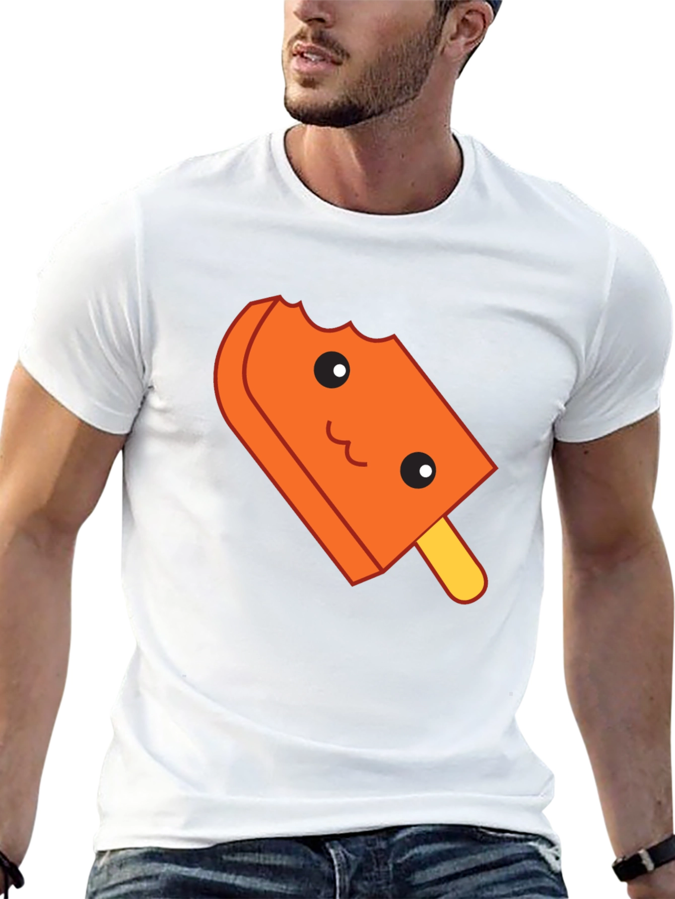 Cute Orange Popsicle Graphic T-Shirt - Black