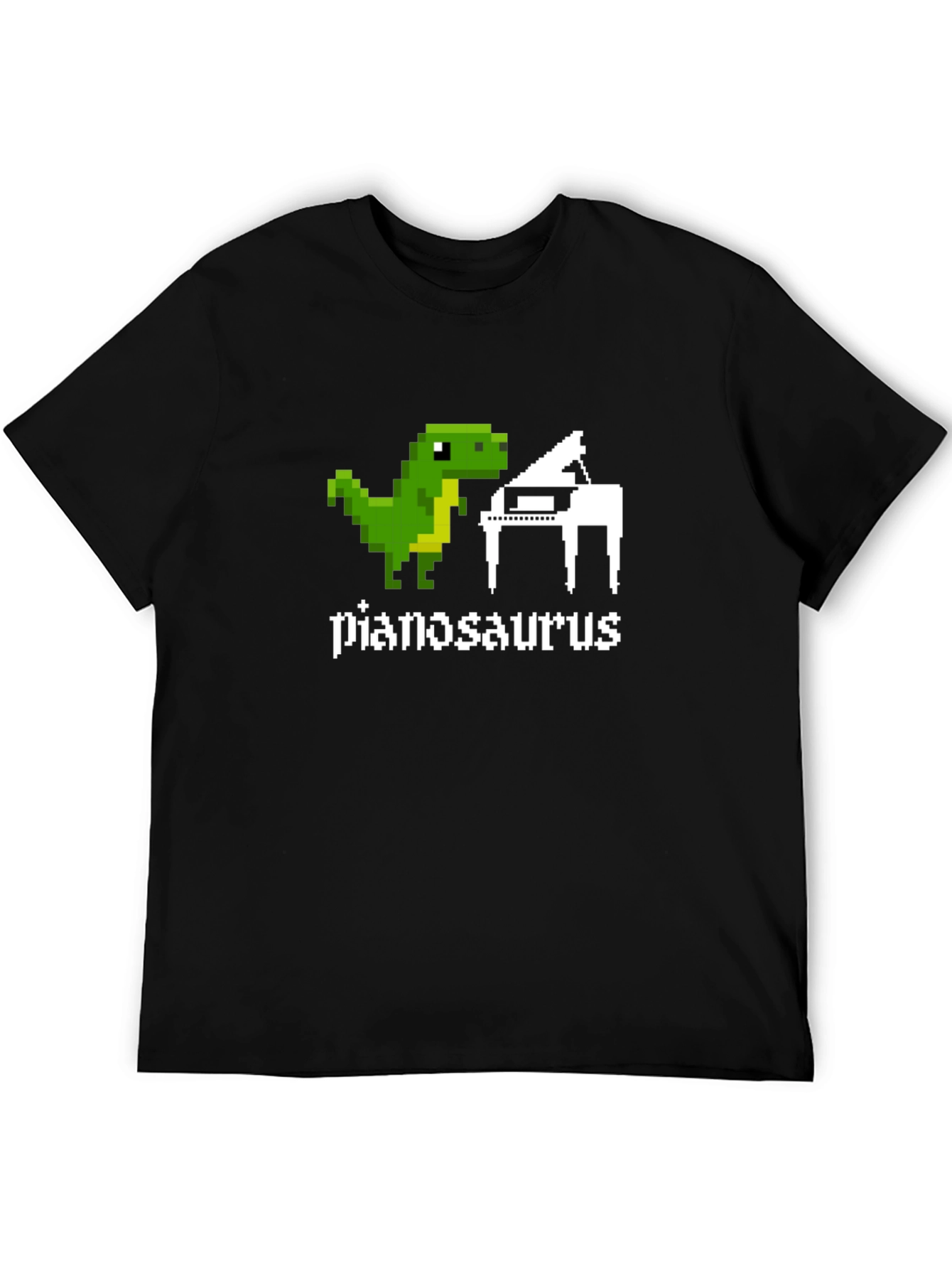 Pianosaurus Funny Dinosaur Pixel Art T-Shirt