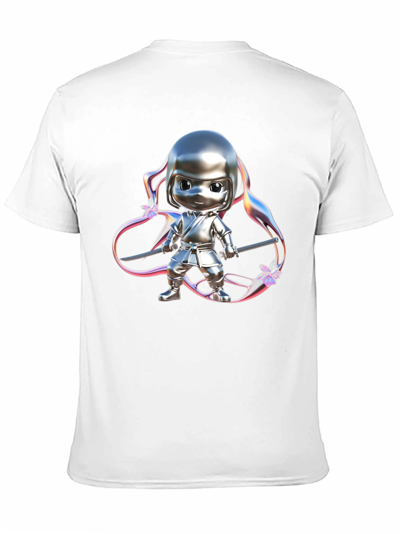 Ninja Cartoon Graphic Black T-Shirt