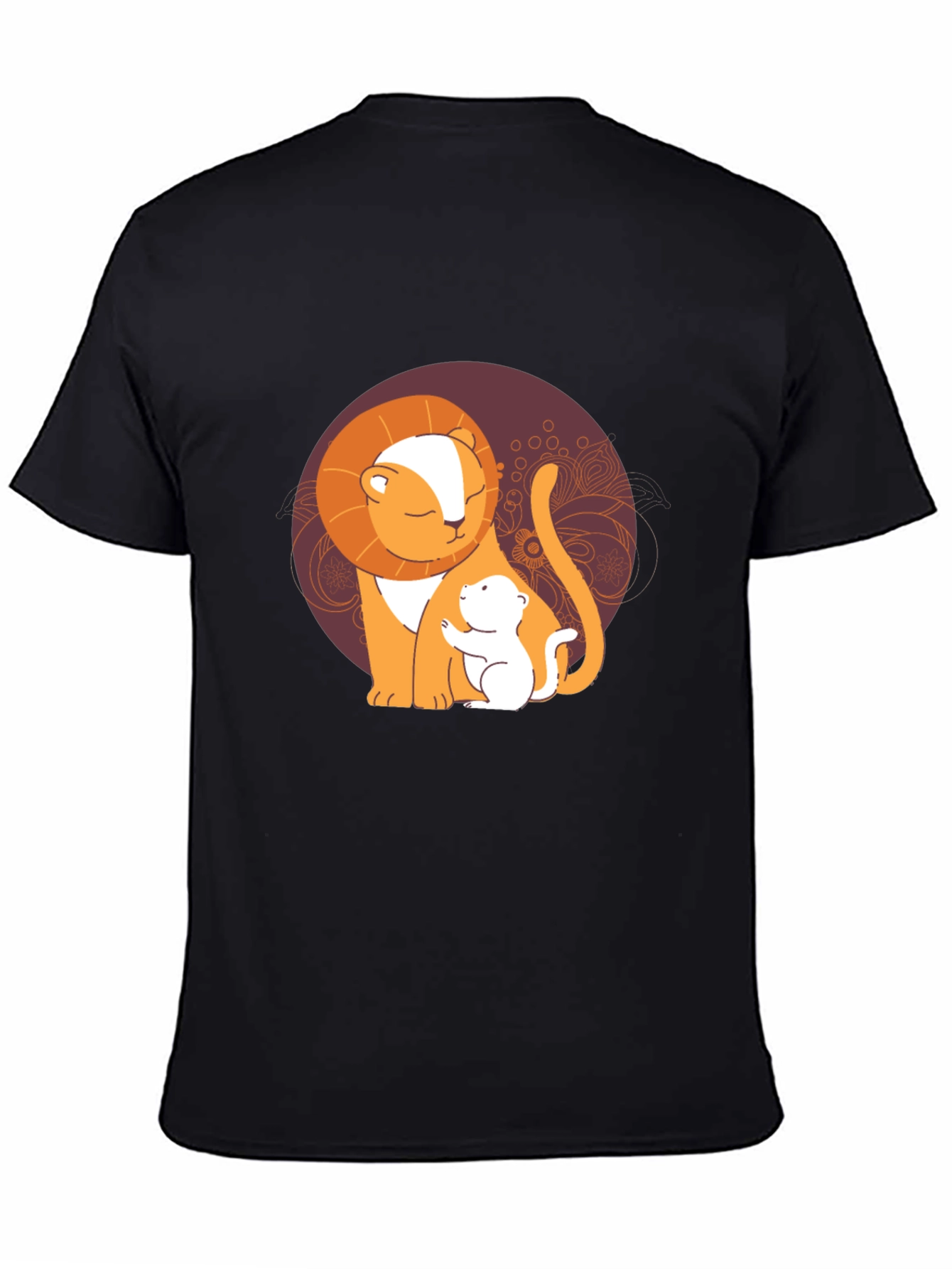 Lion and Cub Graphic Tee - Black Casual T-Shirt