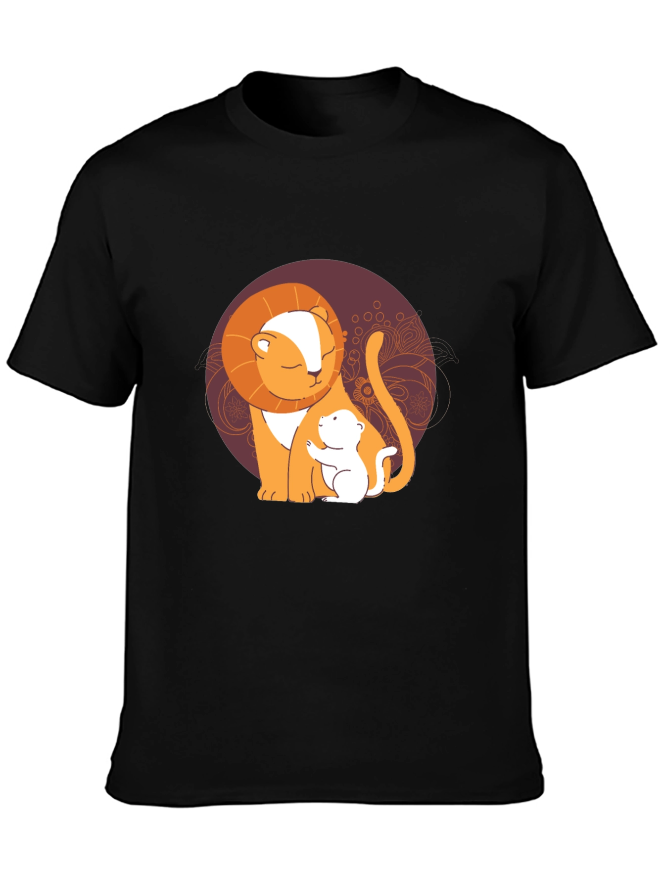Lion and Cub Graphic Tee - Black Casual T-Shirt