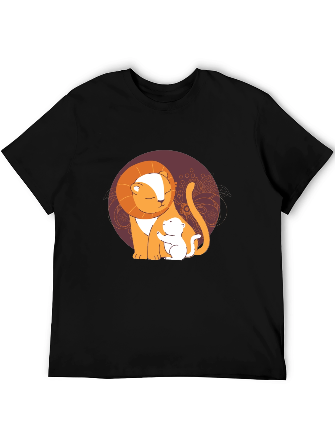 Lion and Cub Graphic Tee - Black Casual T-Shirt