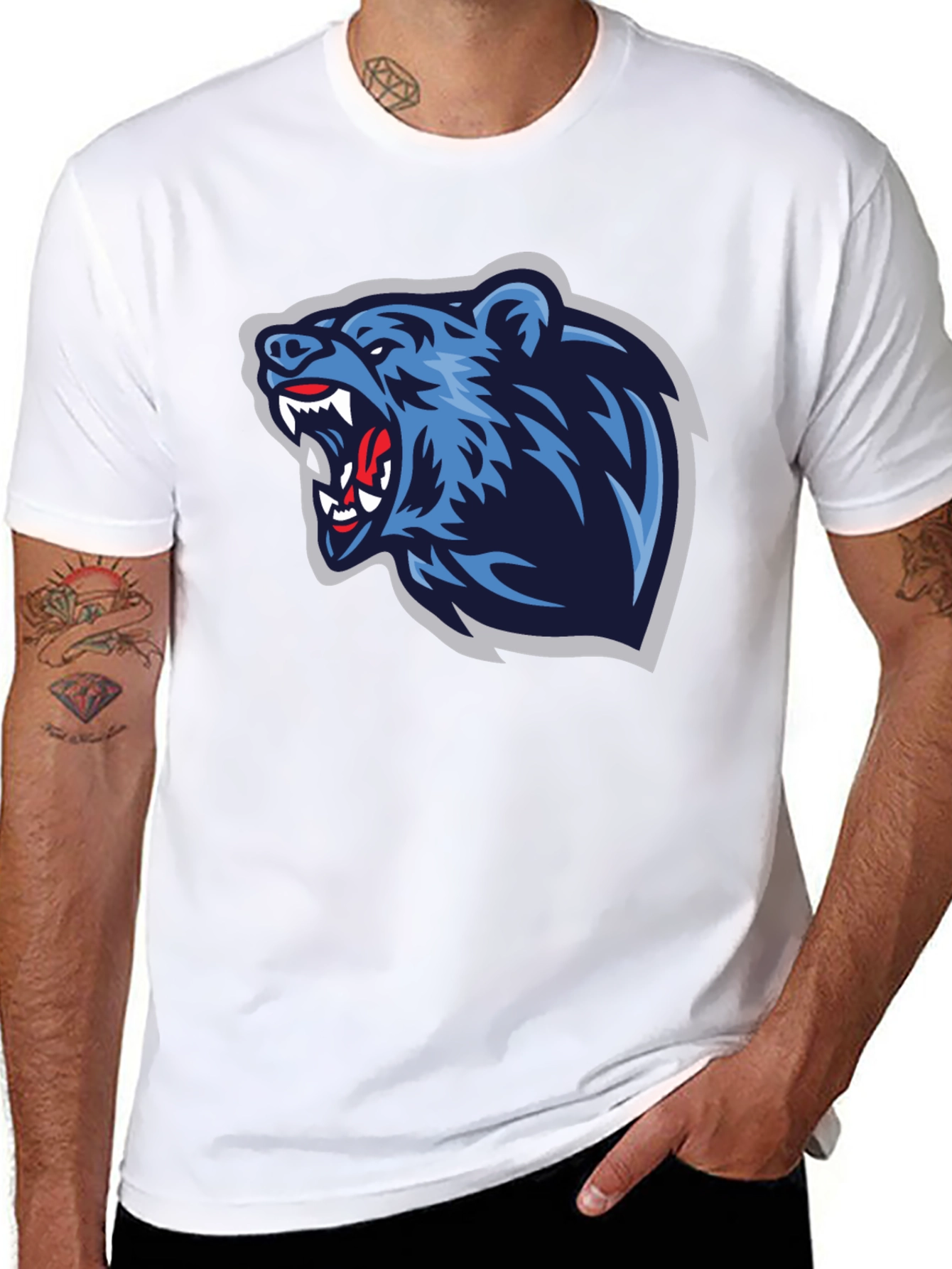 Fierce Bear Graphic Tee - Black Cotton T-Shirt