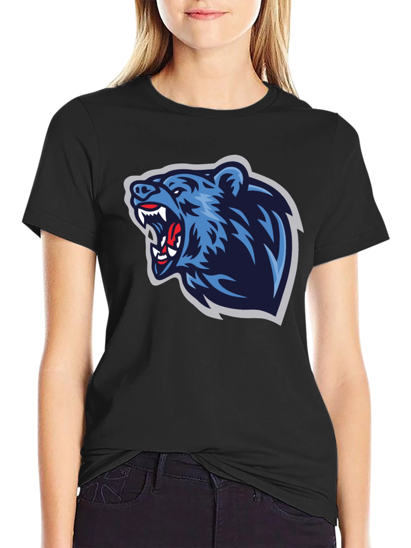 Fierce Bear Graphic Tee - Black Cotton T-Shirt