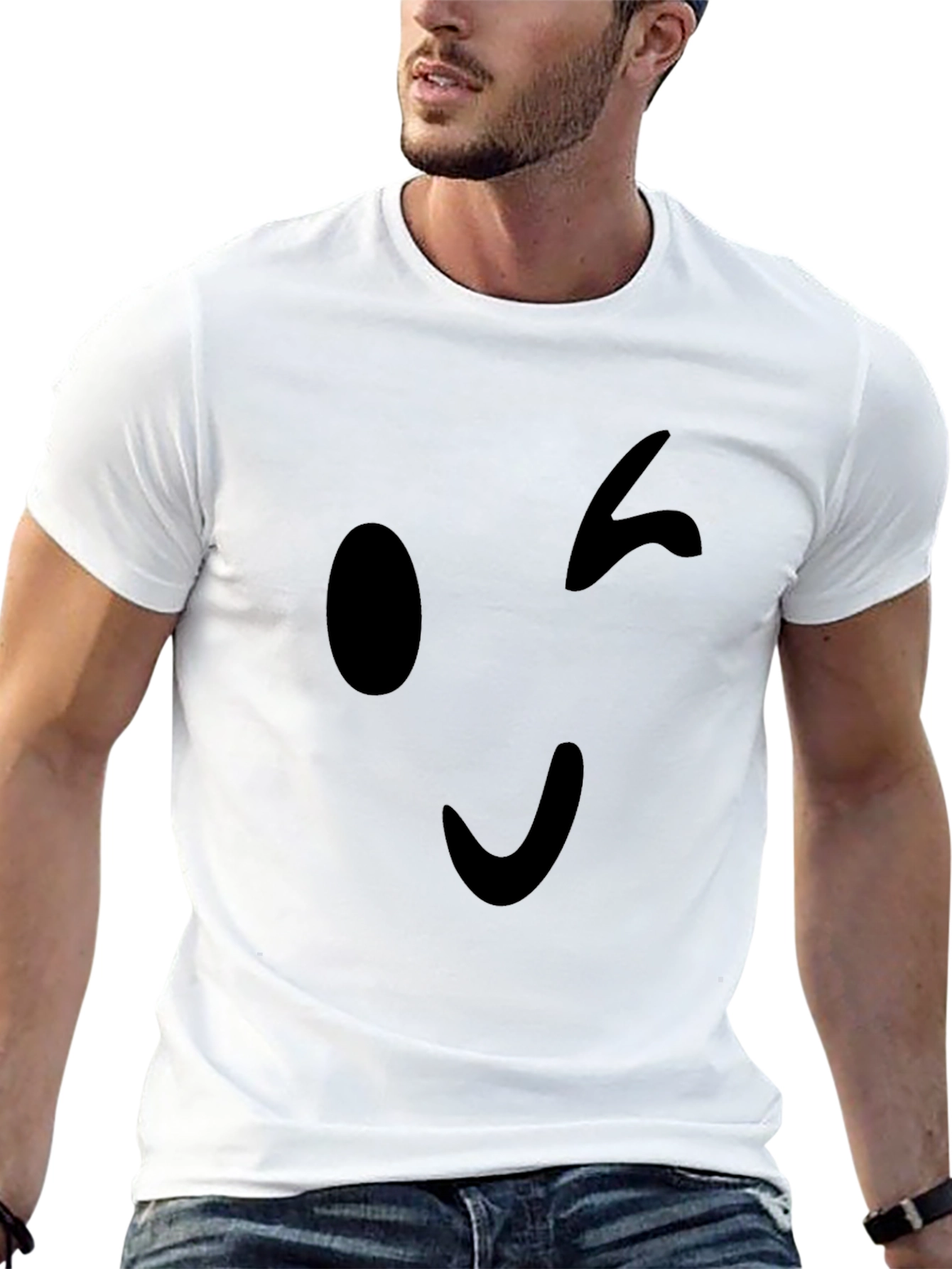 Winking Emoji Black T-Shirt - Casual Style