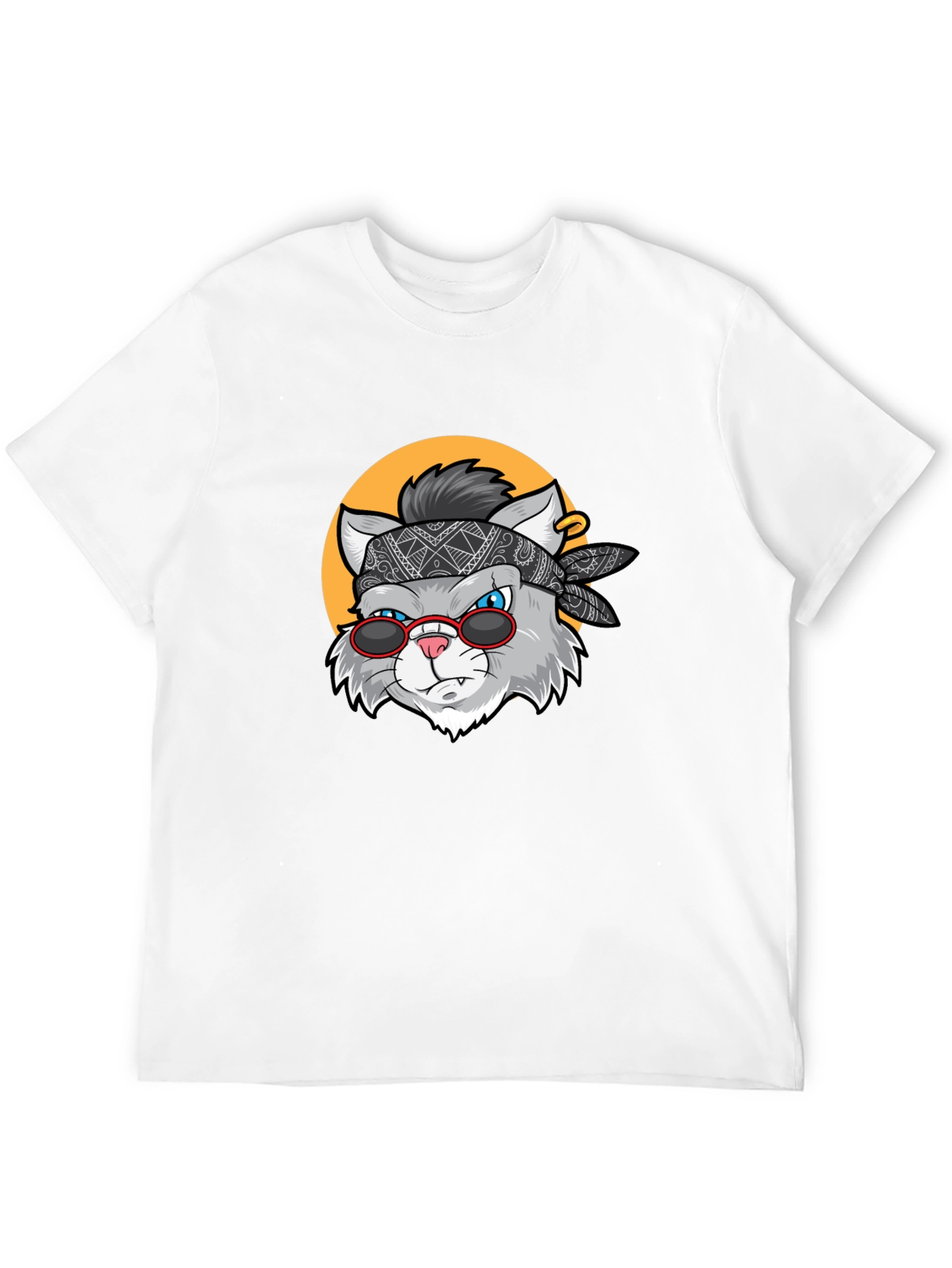 Cool Cat Graphic Tee - Black Crew Neck T-Shirt
