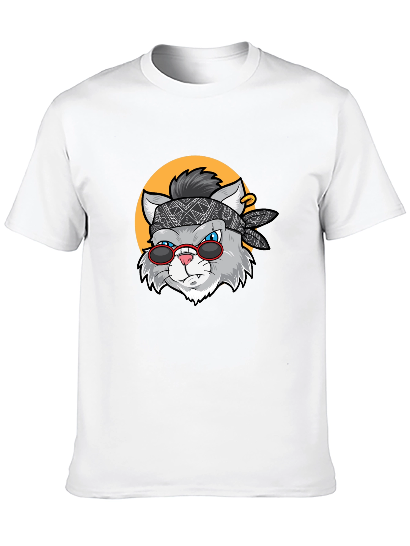 Cool Cat Graphic Tee - Black Crew Neck T-Shirt