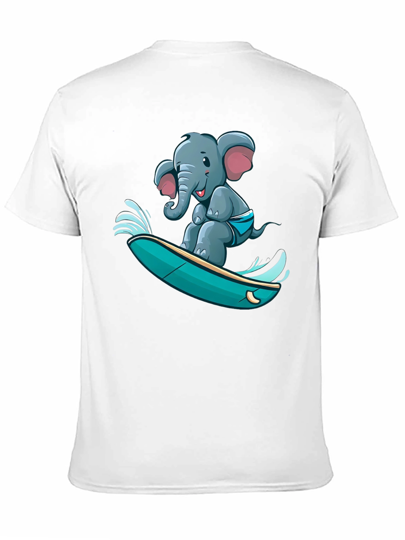 Surfing Elephant T-Shirt - Unique Cartoon Design