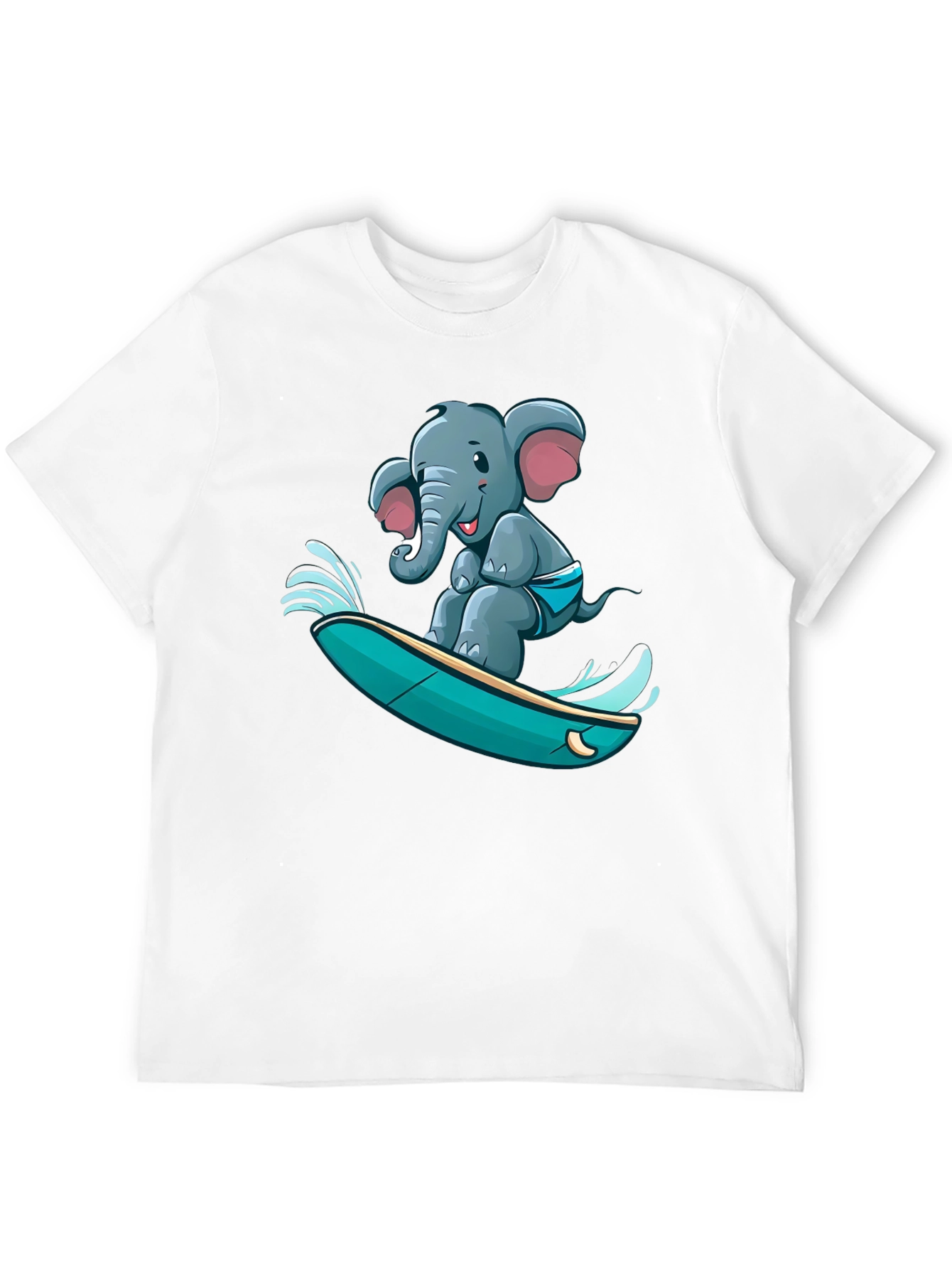 Surfing Elephant T-Shirt - Unique Cartoon Design