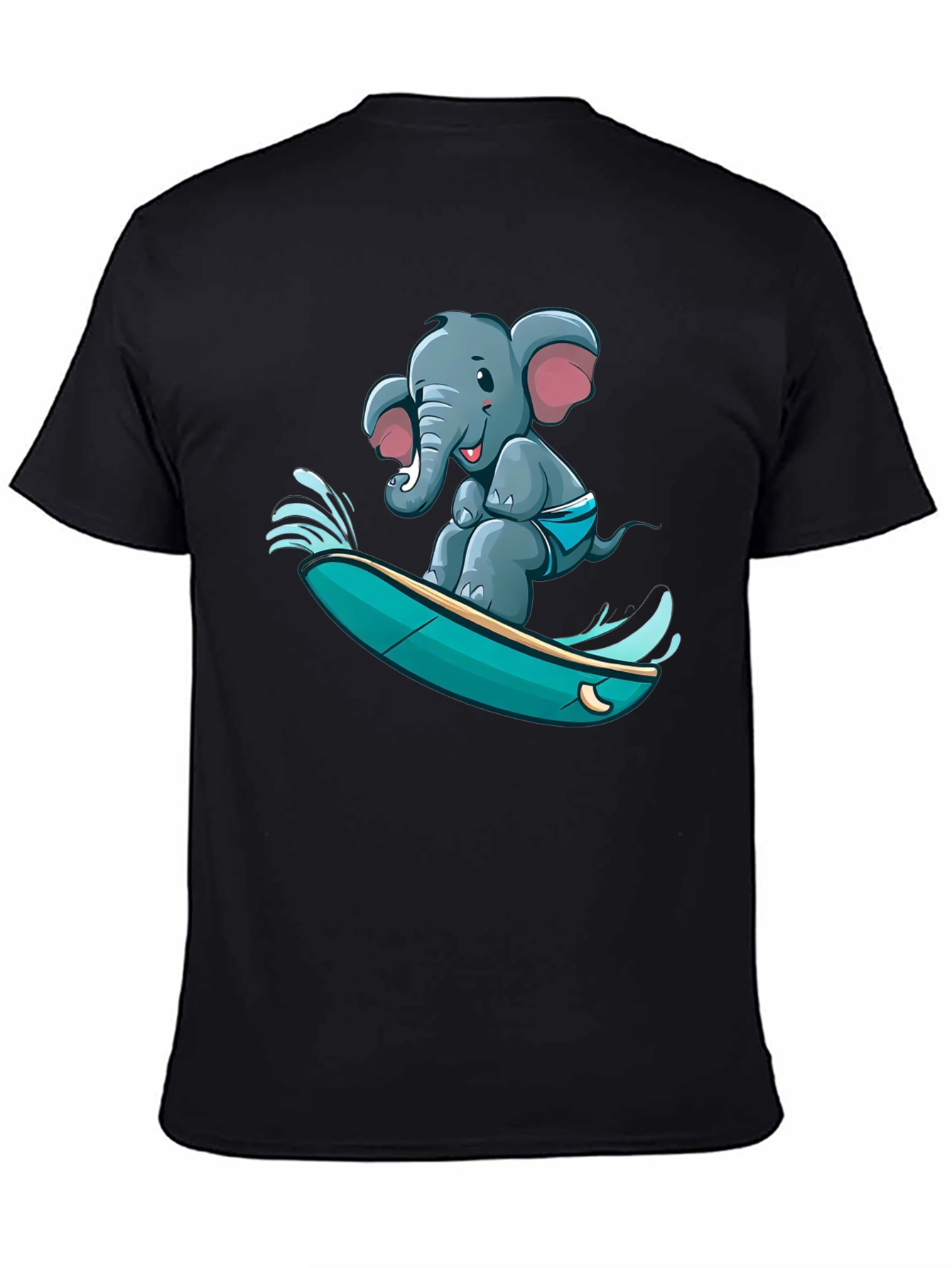 Surfing Elephant T-Shirt - Unique Cartoon Design