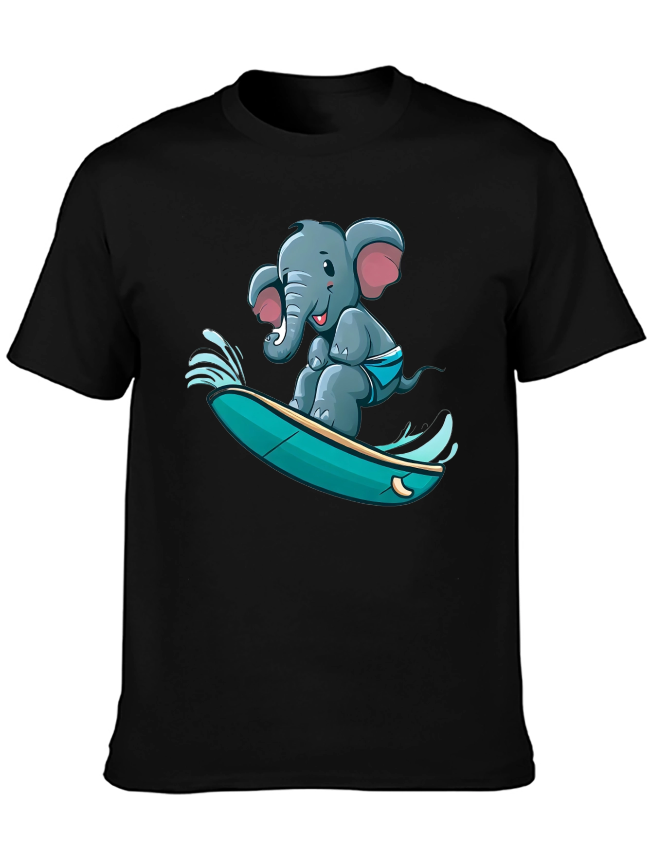 Surfing Elephant T-Shirt - Unique Cartoon Design