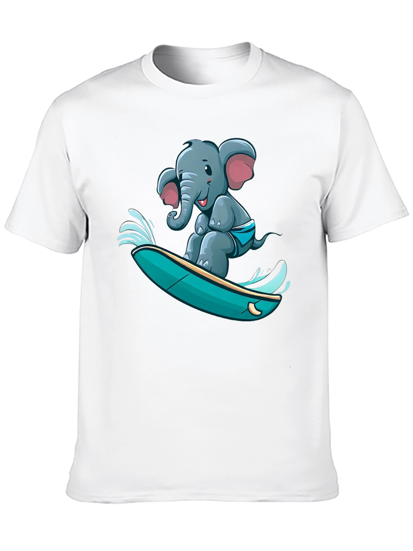 Surfing Elephant T-Shirt - Unique Cartoon Design