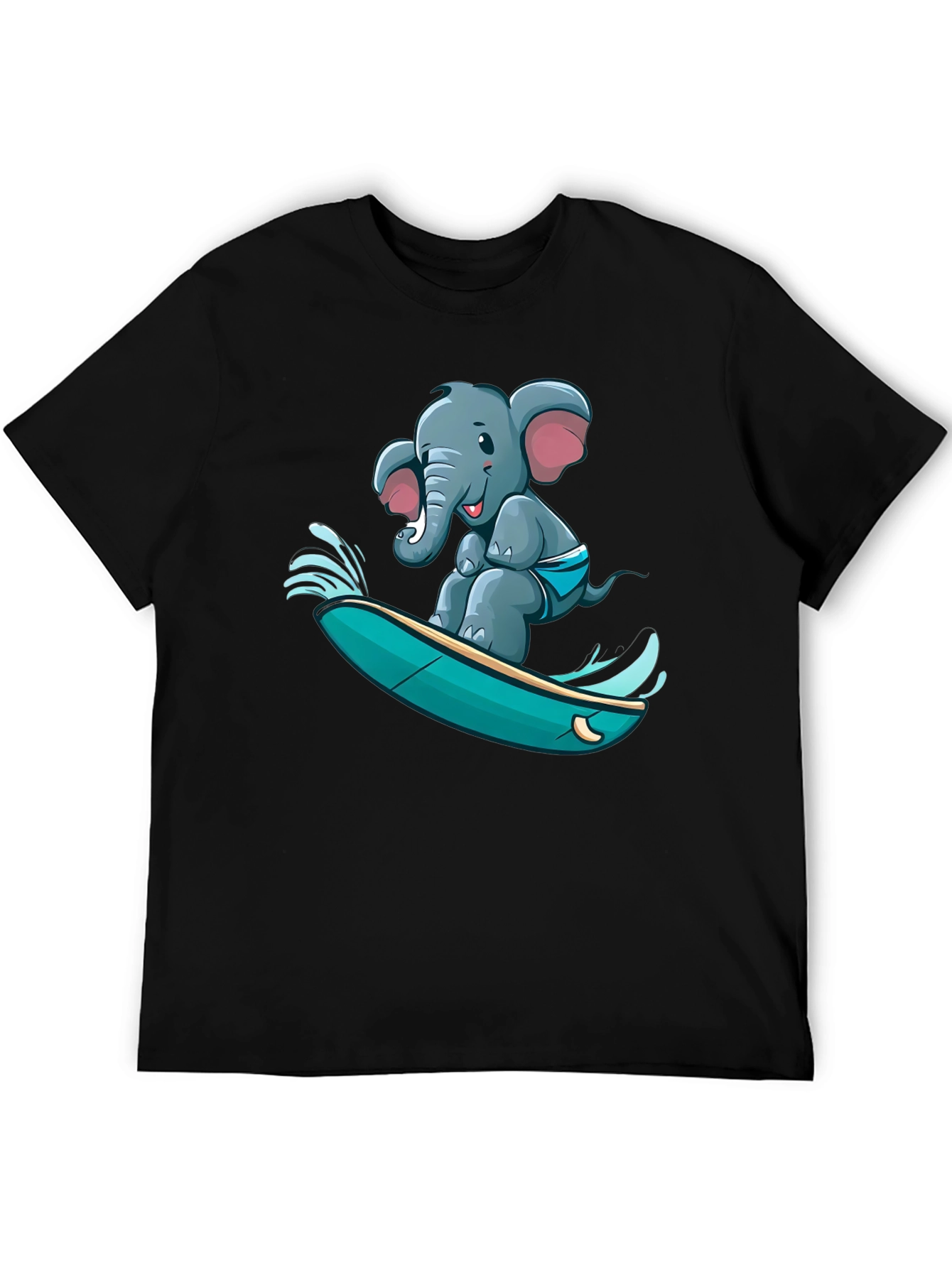 Surfing Elephant T-Shirt - Unique Cartoon Design