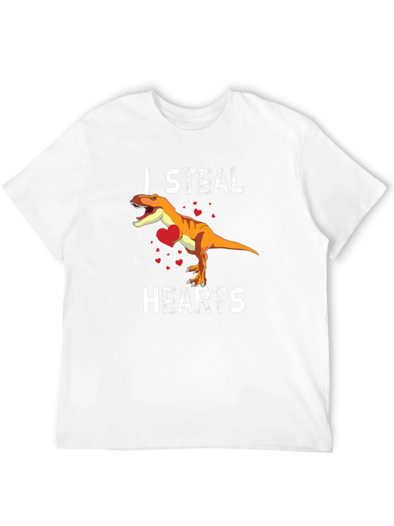 I Steal Hearts T-Rex Valentines Day Black T-Shirt