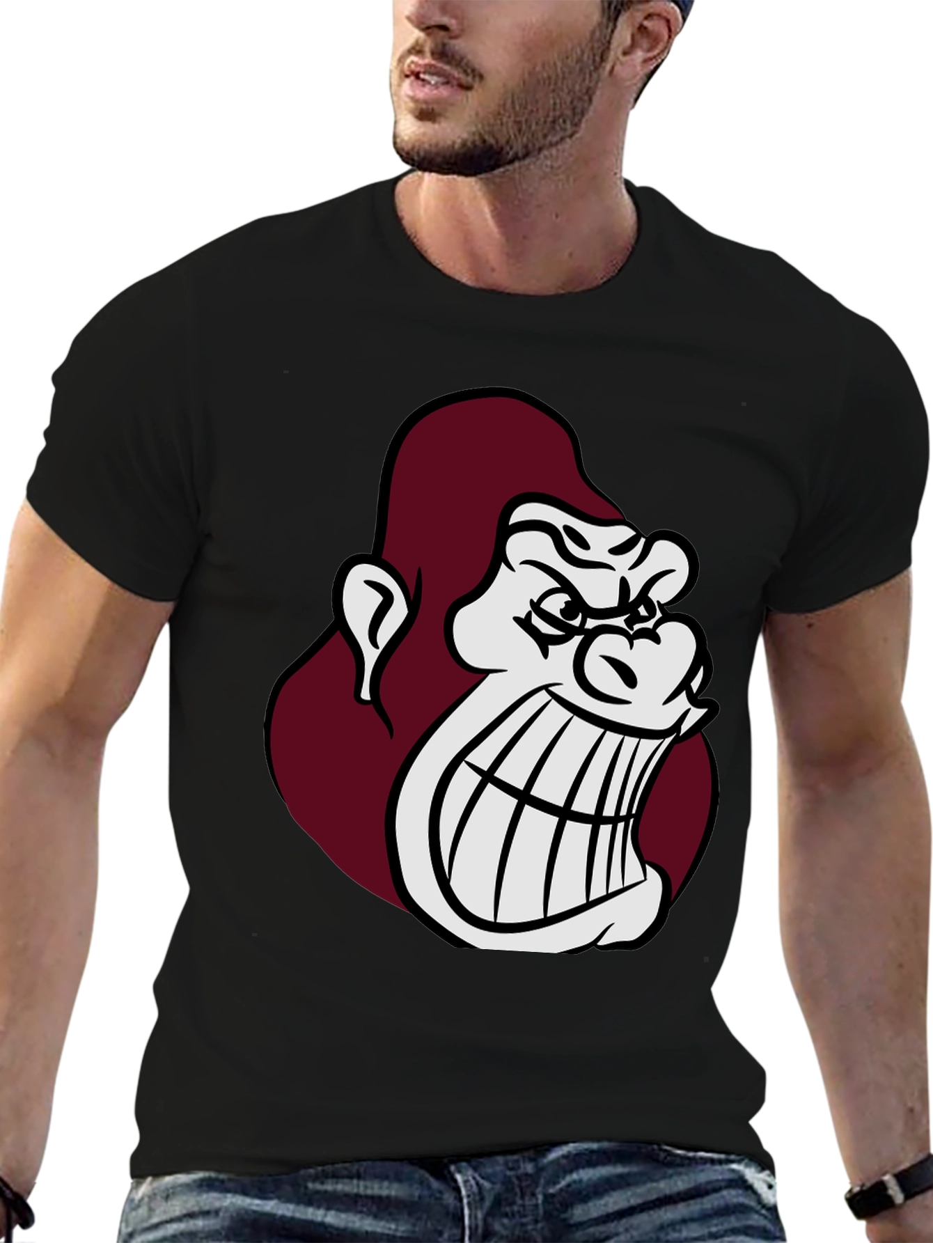 Angry Gorilla Graphic Tee - Black Casual T-Shirt