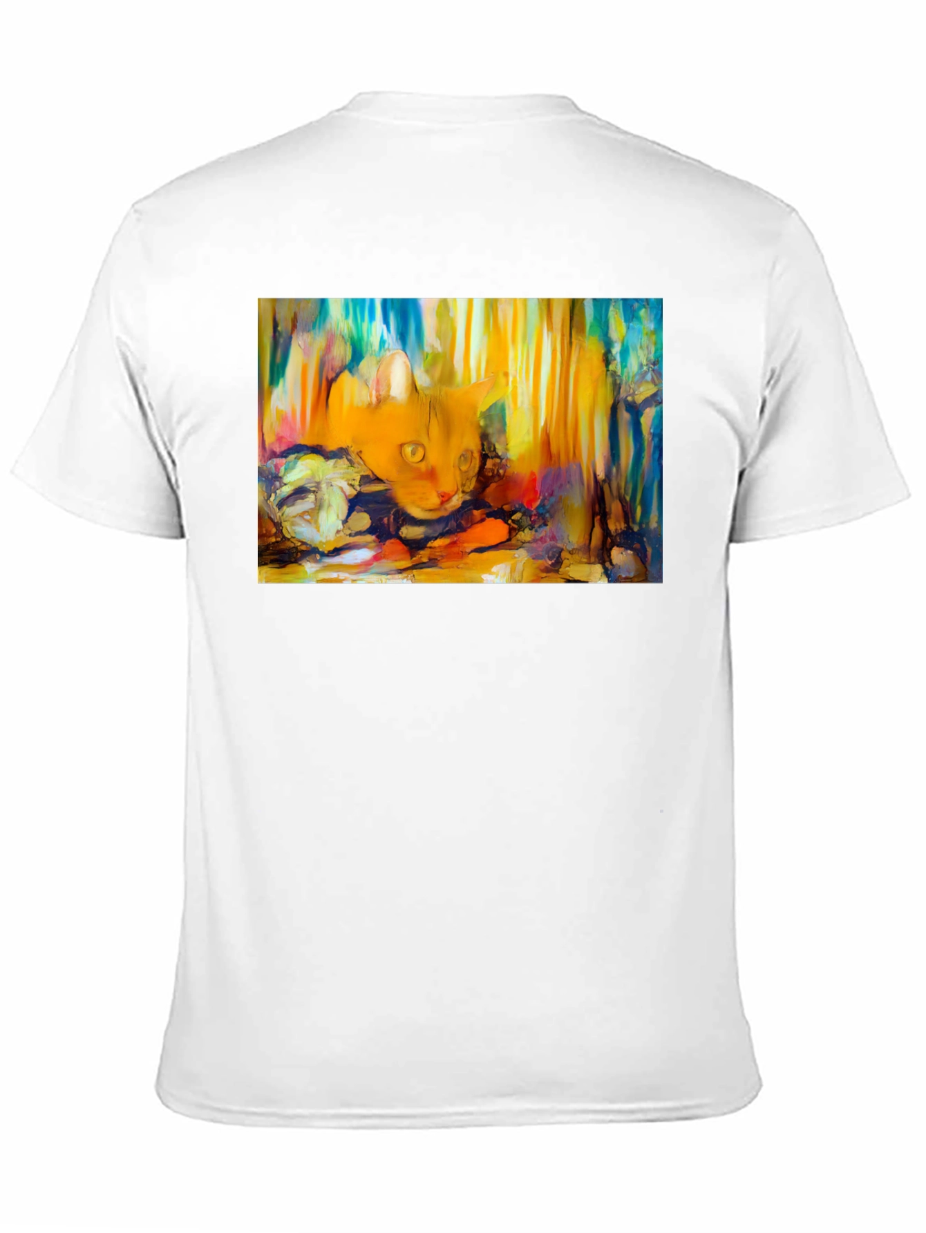Abstract Cat Graphic Tee - Soft Black Cotton T-Shirt