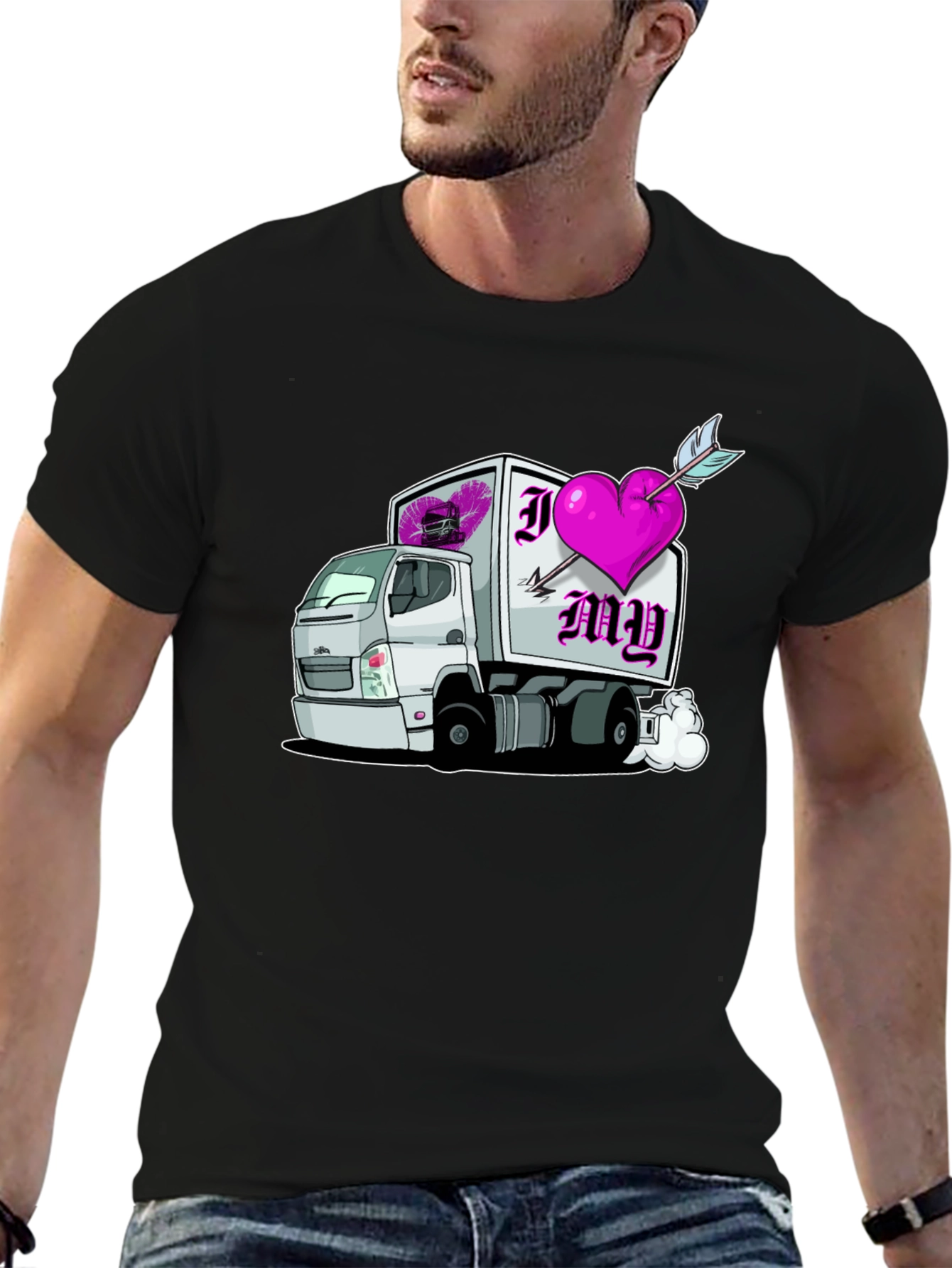 I Heart My Trucker T-Shirt - Black Valentines Day