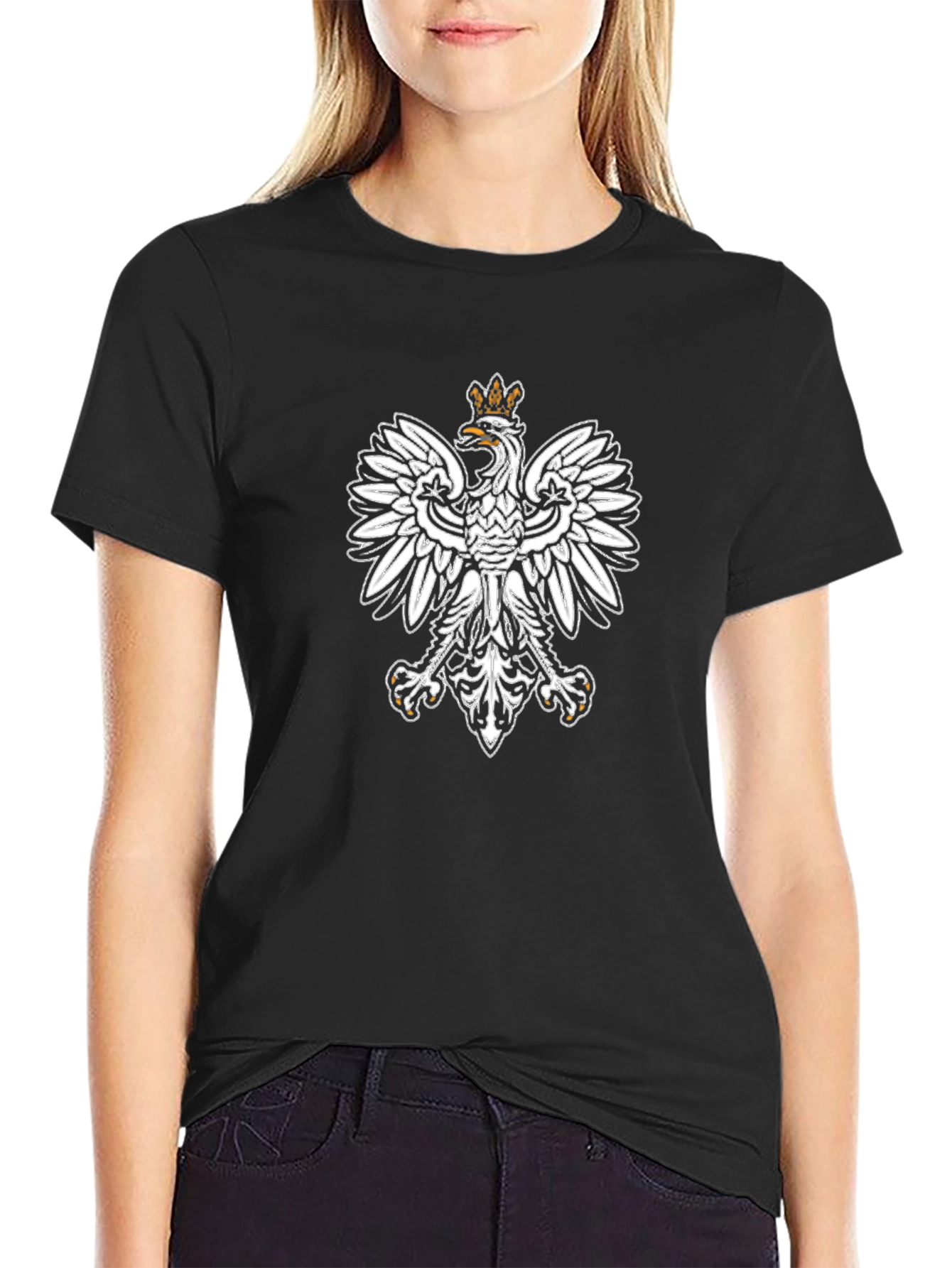 Polish Eagle Black T-Shirt Patriotic Pride
