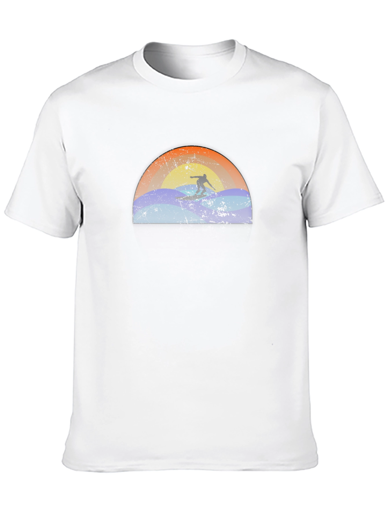 Surfing Sunset Graphic Tee - Black Cotton T-Shirt