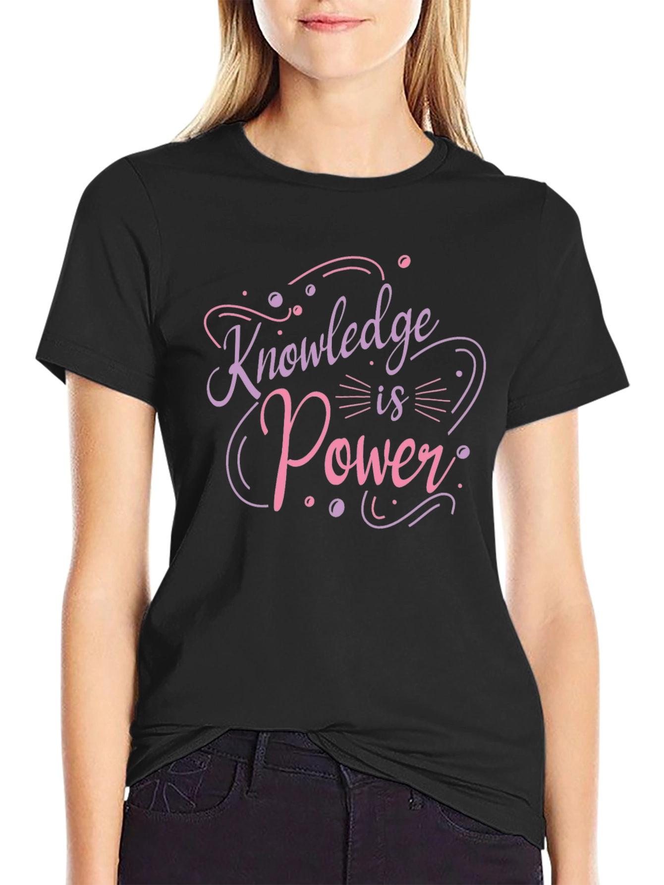 Knowledge is Power Black Graphic T-Shirt