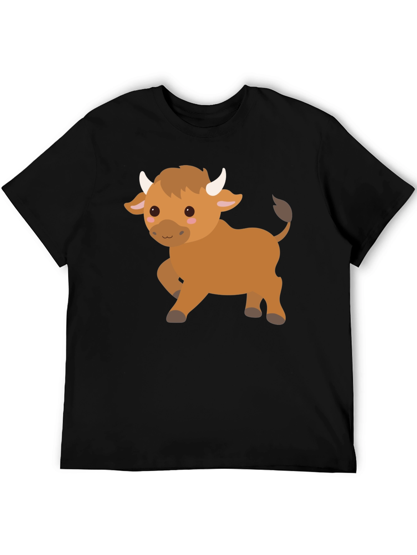 Cute Cartoon Bull Graphic T-Shirt
