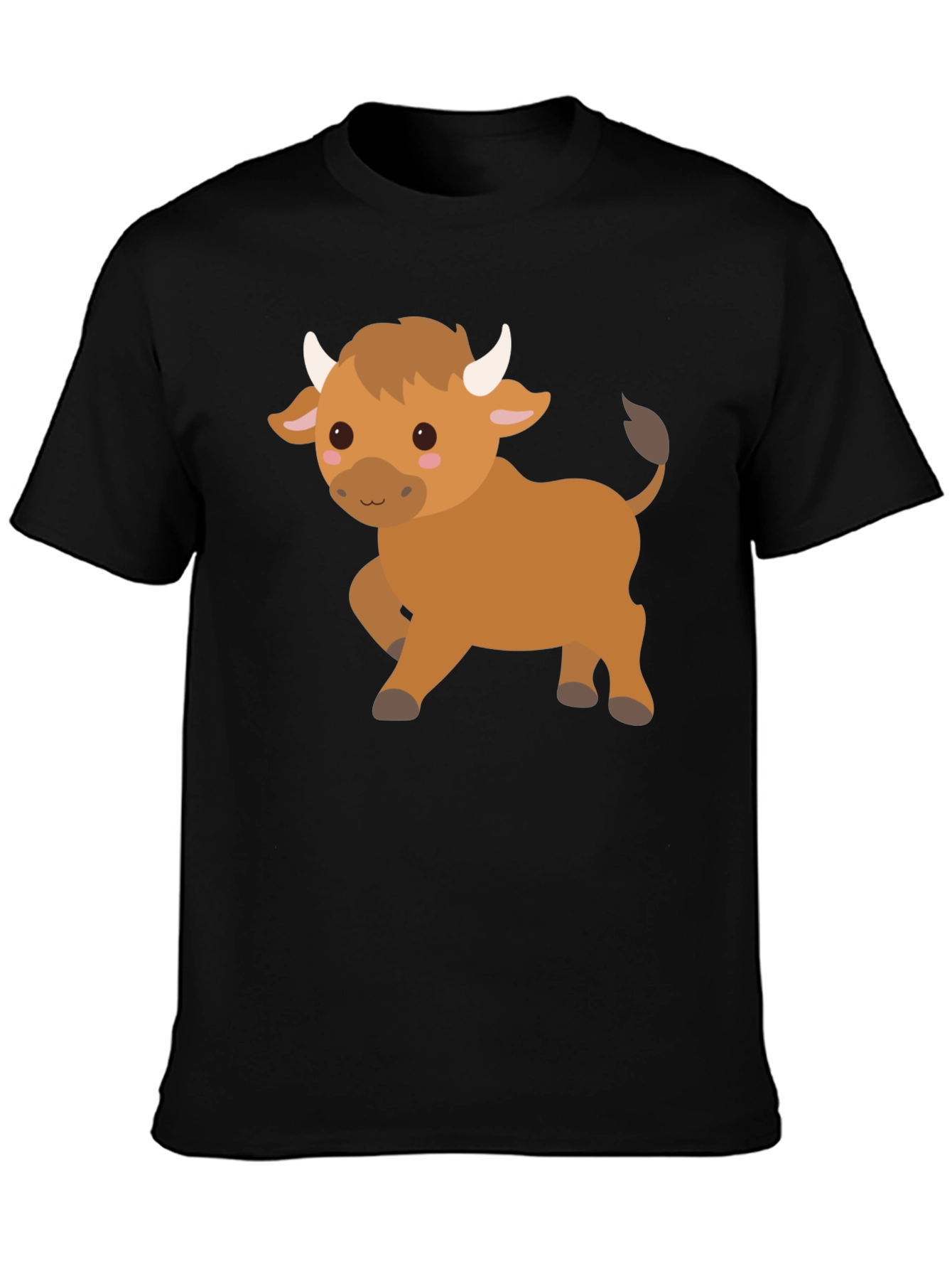 Cute Cartoon Bull Graphic T-Shirt