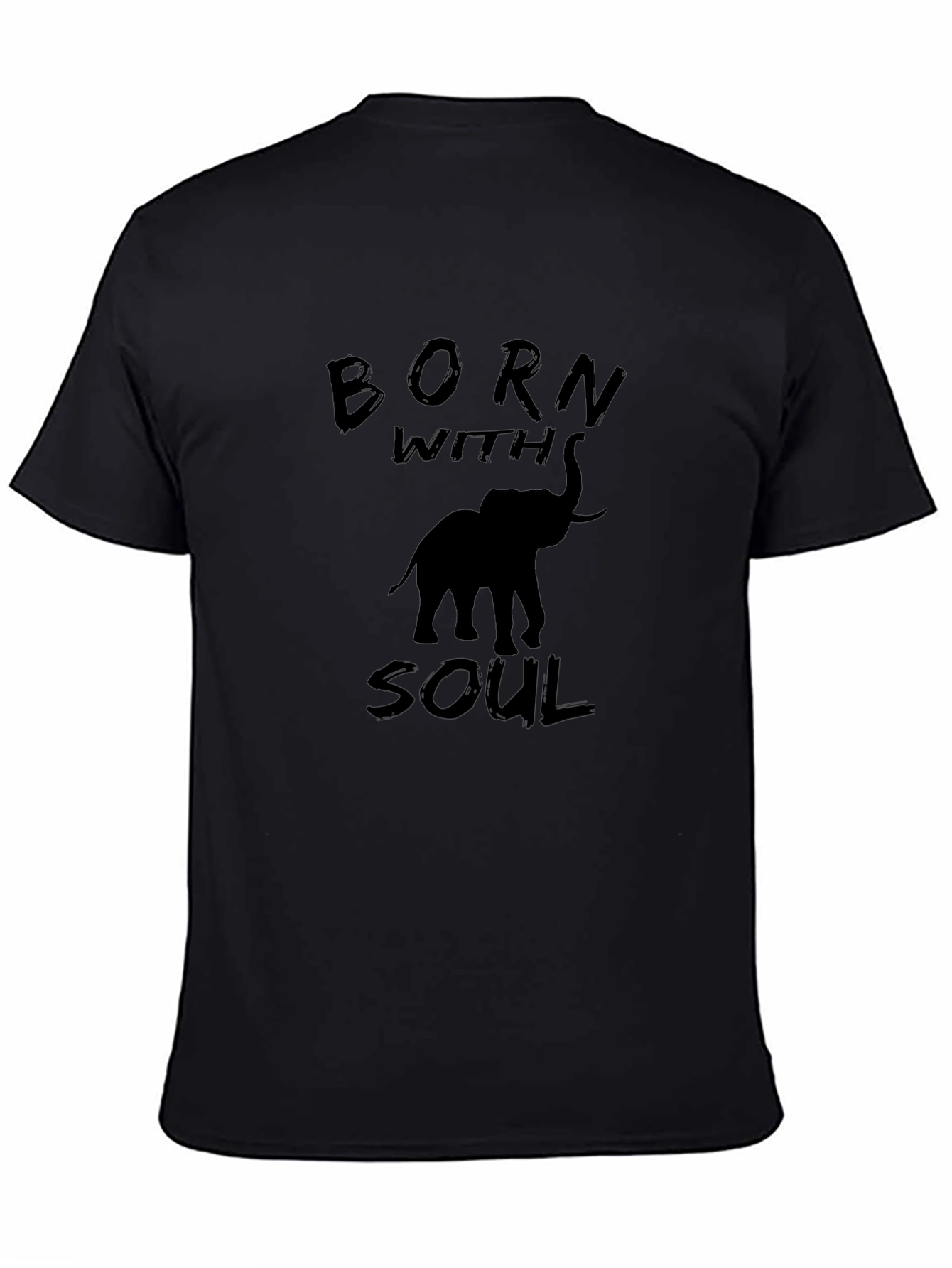 Born With Soul Elephant Black T-Shirt