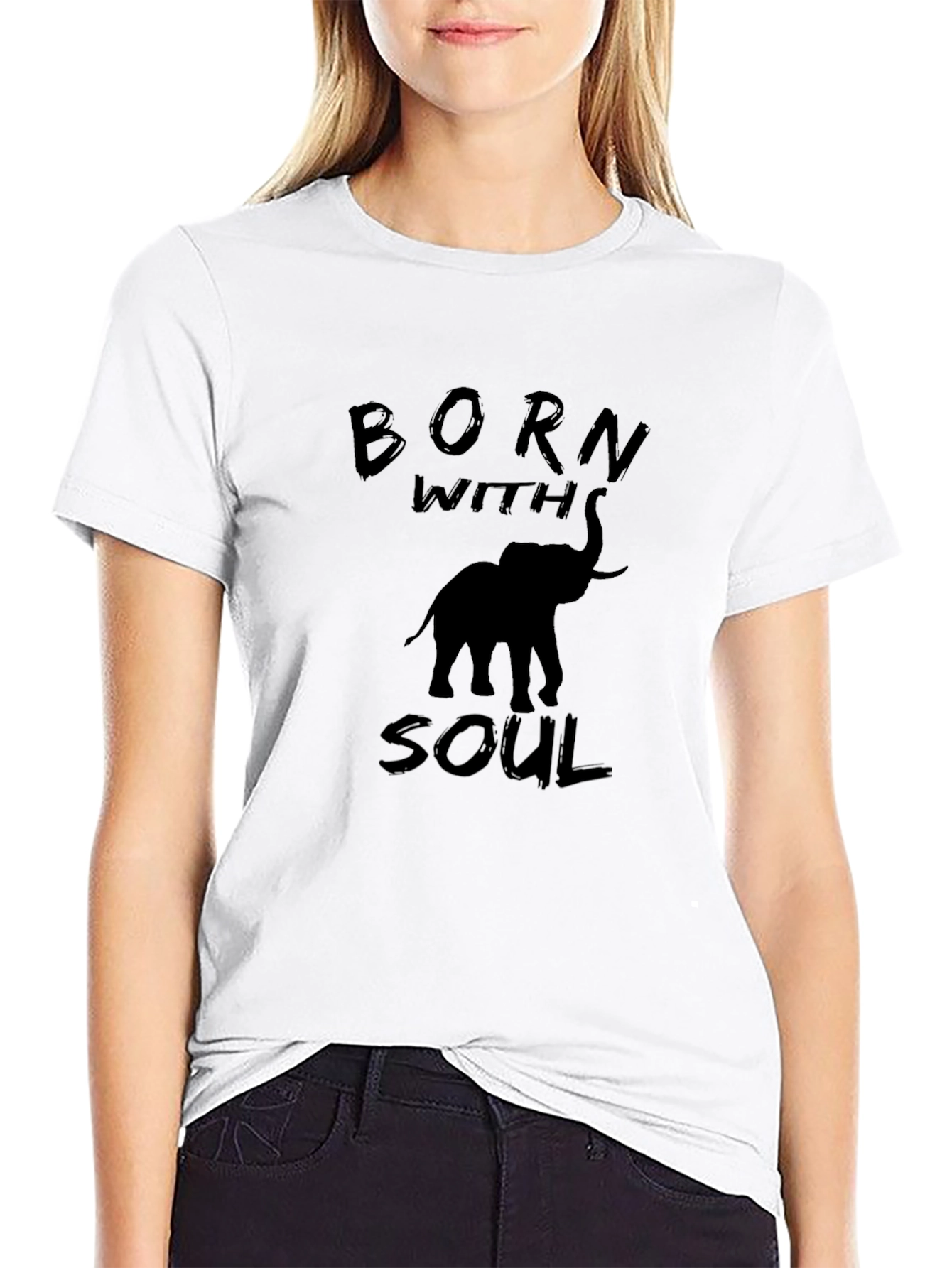 Born With Soul Elephant Black T-Shirt