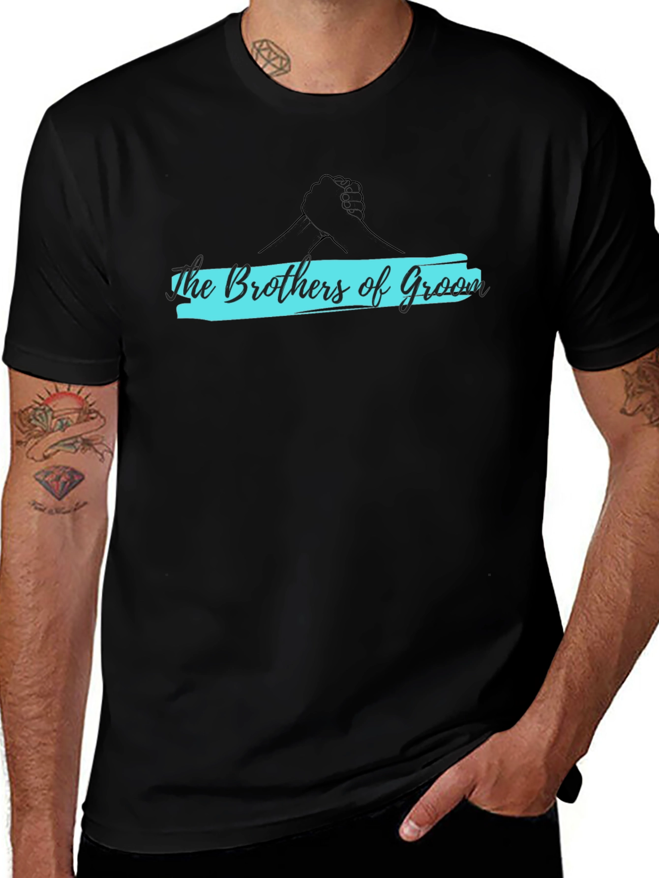 Brothers of Groom Black Crew Neck T-Shirt