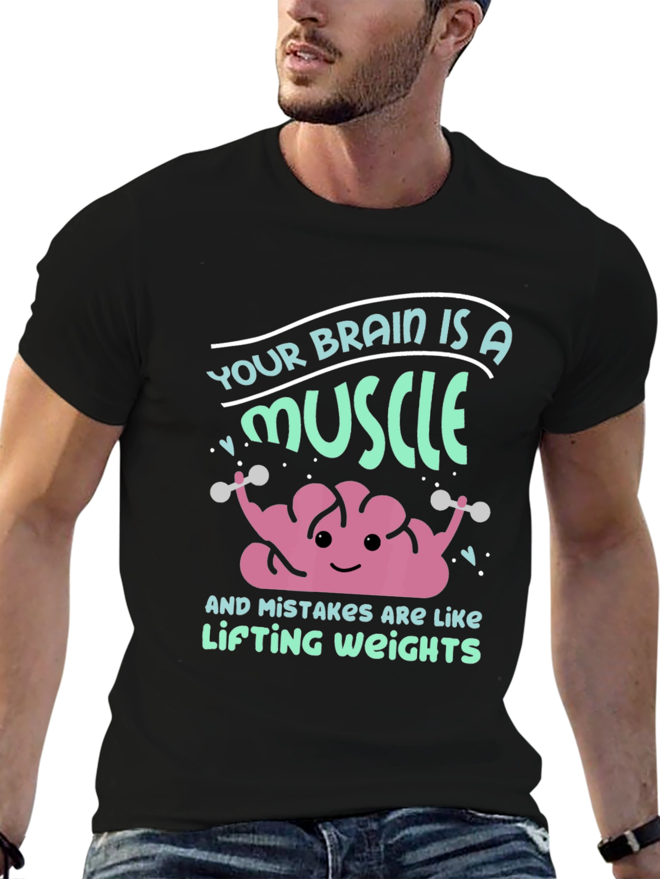 Brain Muscle Workout T-Shirt - Funny Motivational Tee