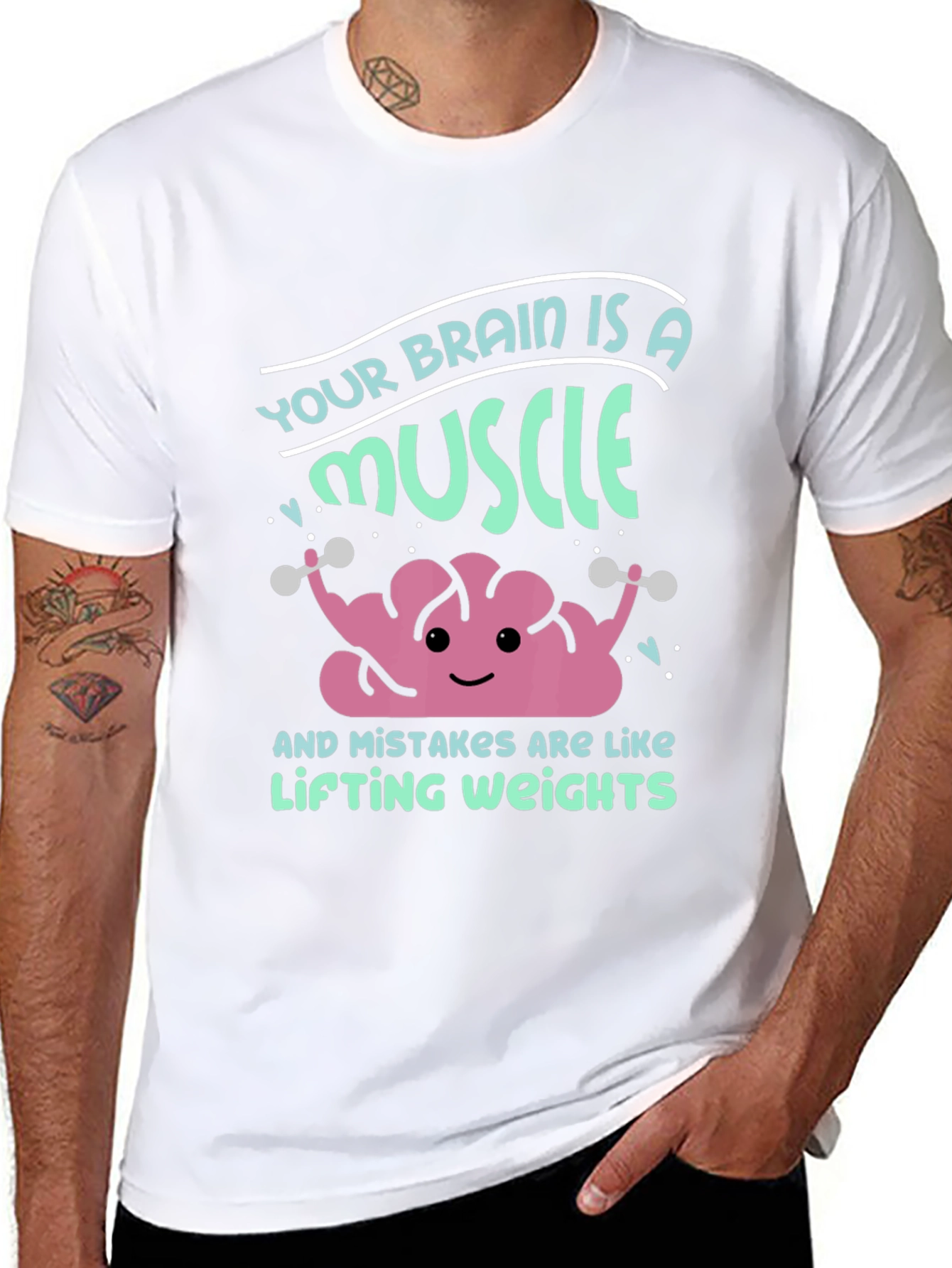 Brain Muscle Workout T-Shirt - Funny Motivational Tee