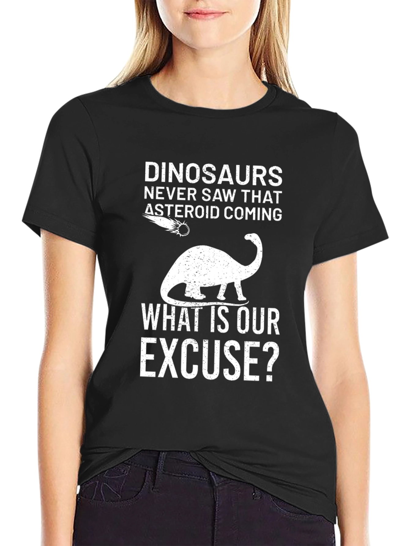 Dinosaurs Asteroid Graphic T-Shirt - Humorous Tee