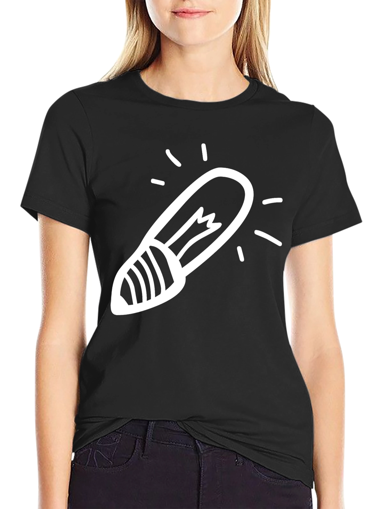 Mens Black Graphic Tee - Light Bulb Design