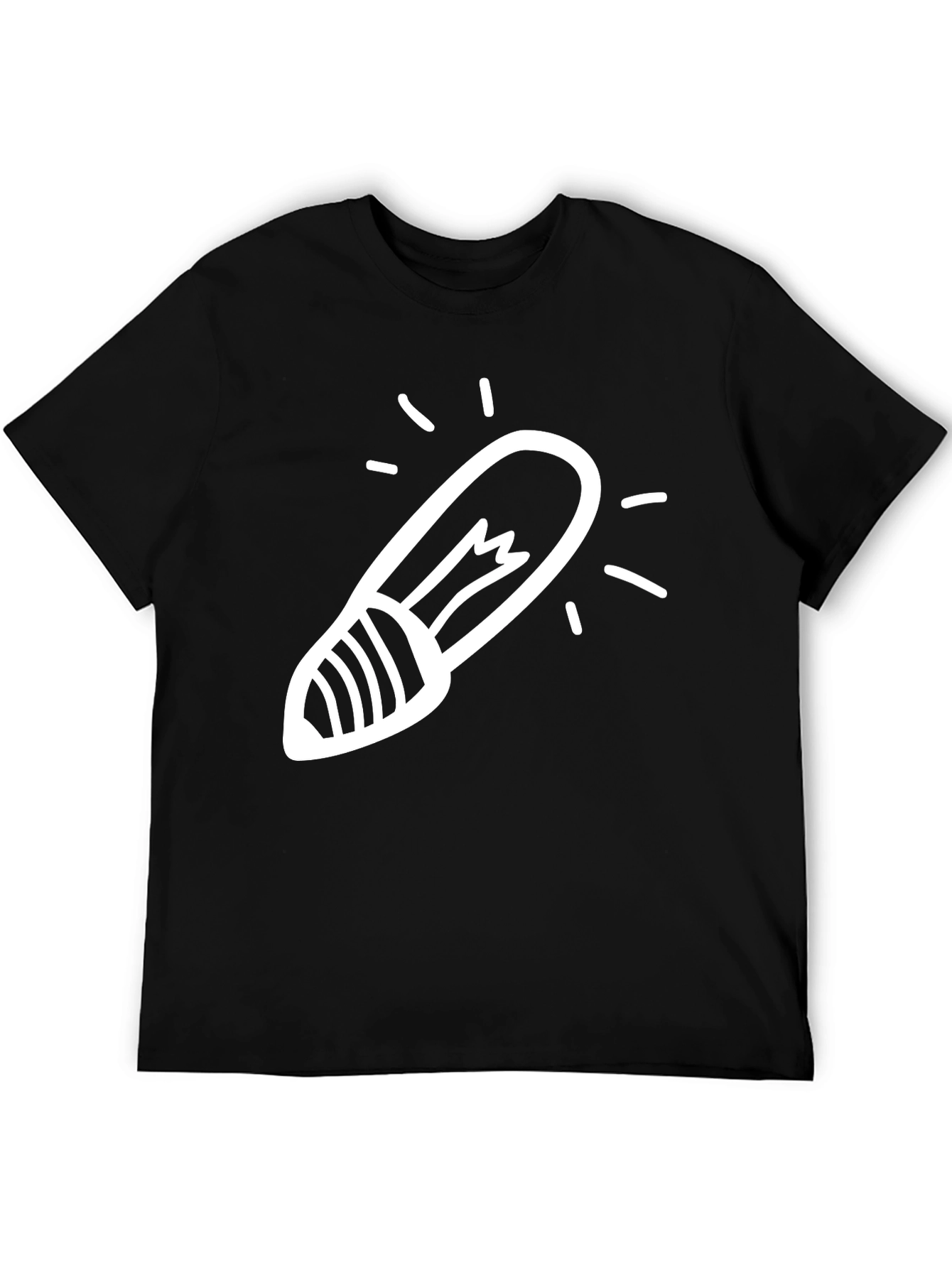 Mens Black Graphic Tee - Light Bulb Design