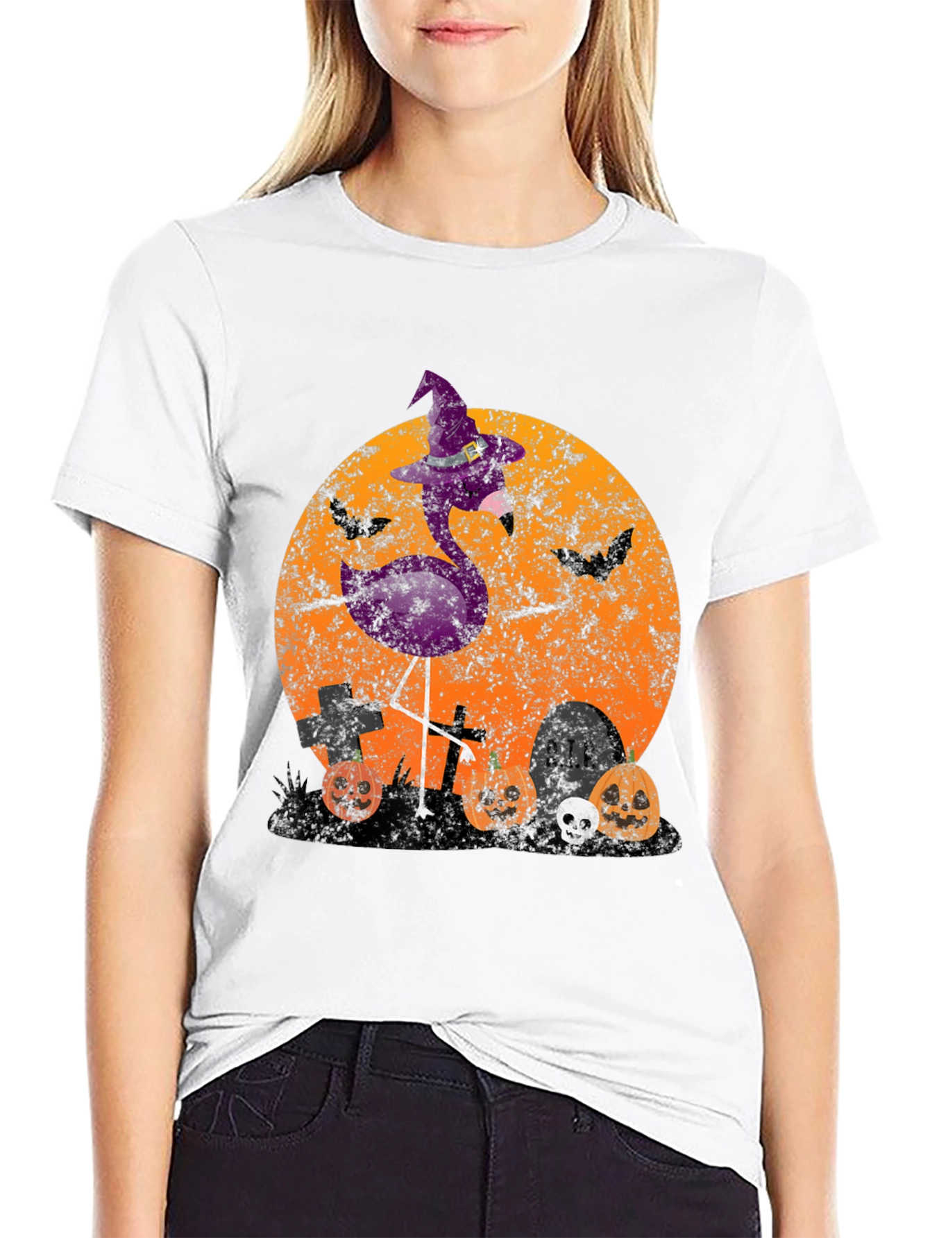 Halloween Flamingo Witch T-Shirt