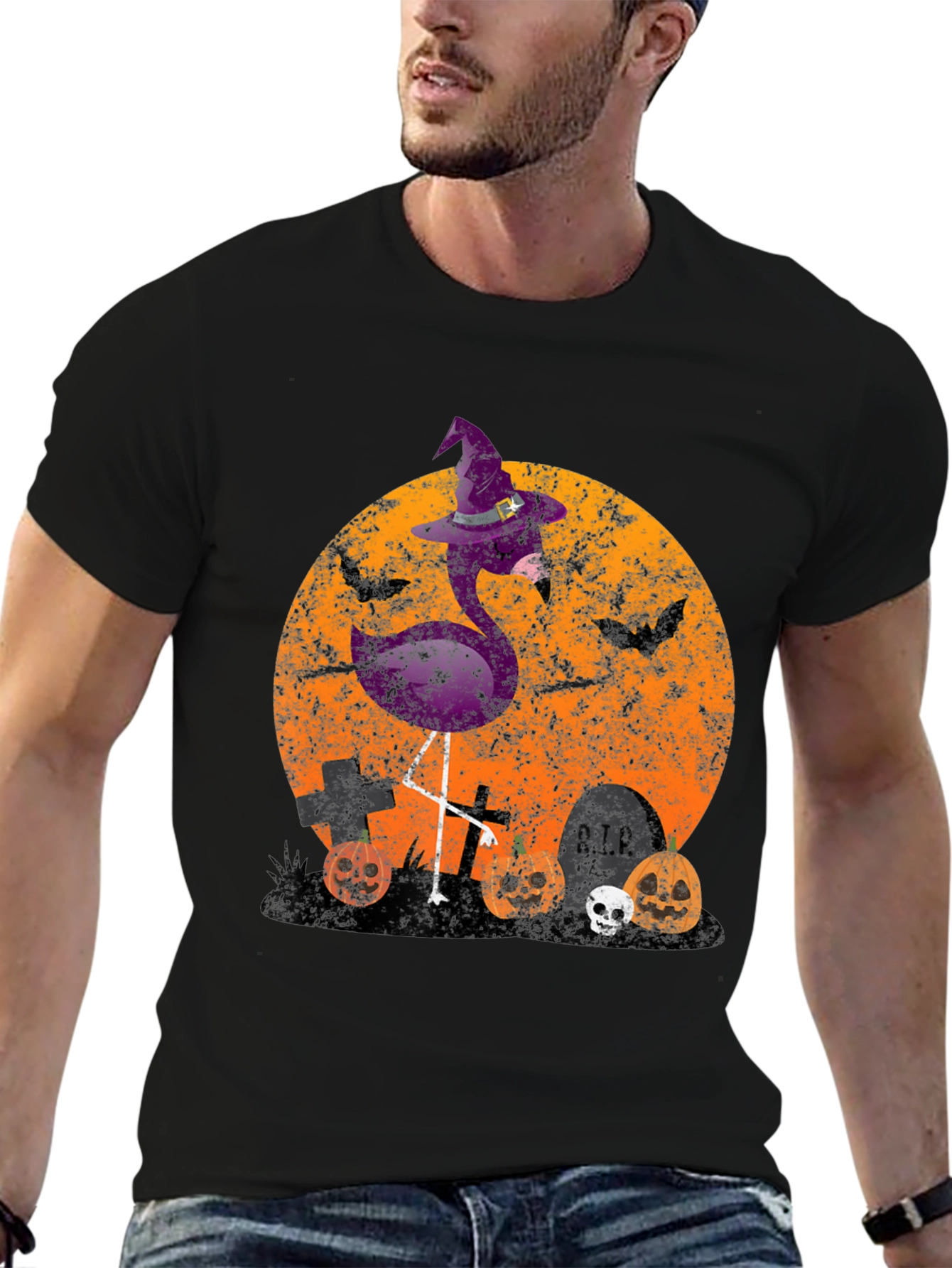 Halloween Flamingo Witch T-Shirt