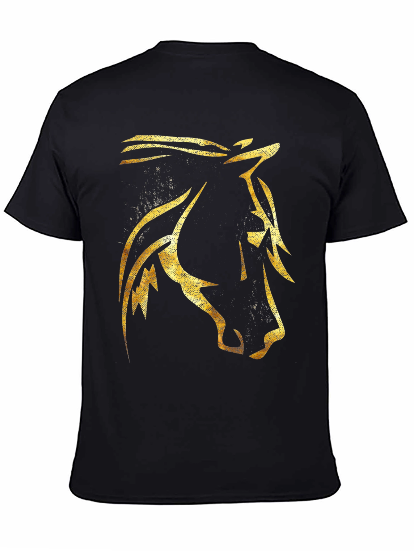 Golden Horse Graphic Black T-Shirt
