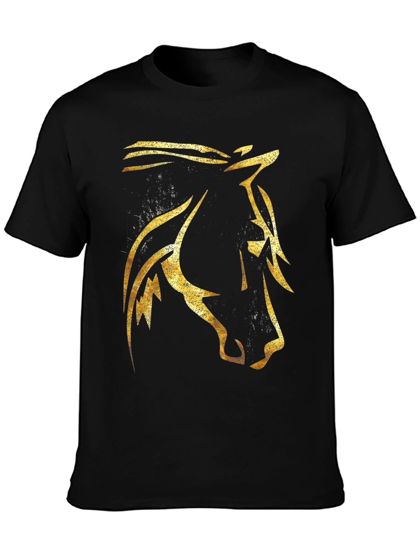 Golden Horse Graphic Black T-Shirt