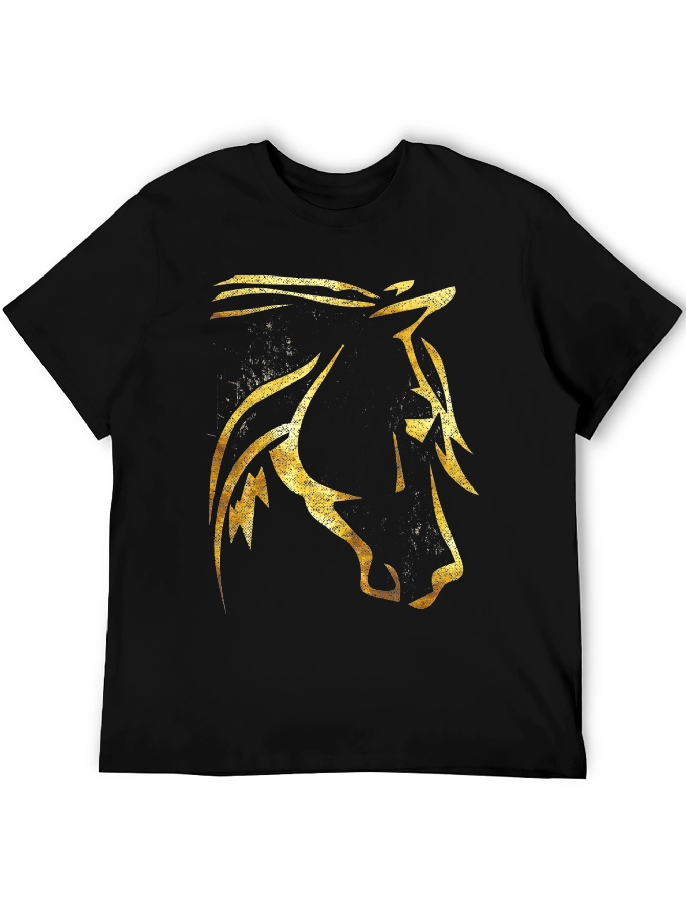 Golden Horse Graphic Black T-Shirt