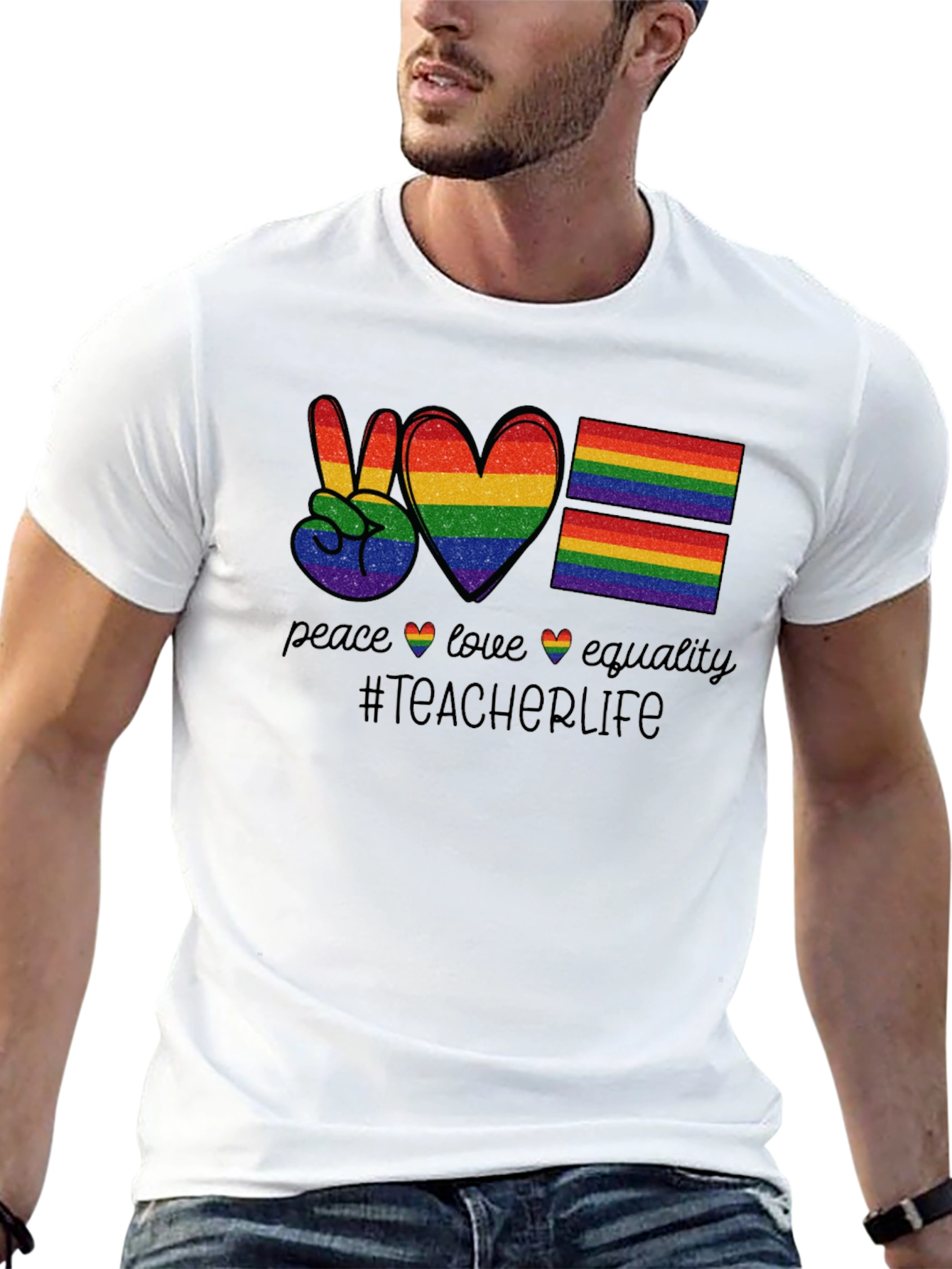 Peace Love Equality Teacher Life Pride T-Shirt