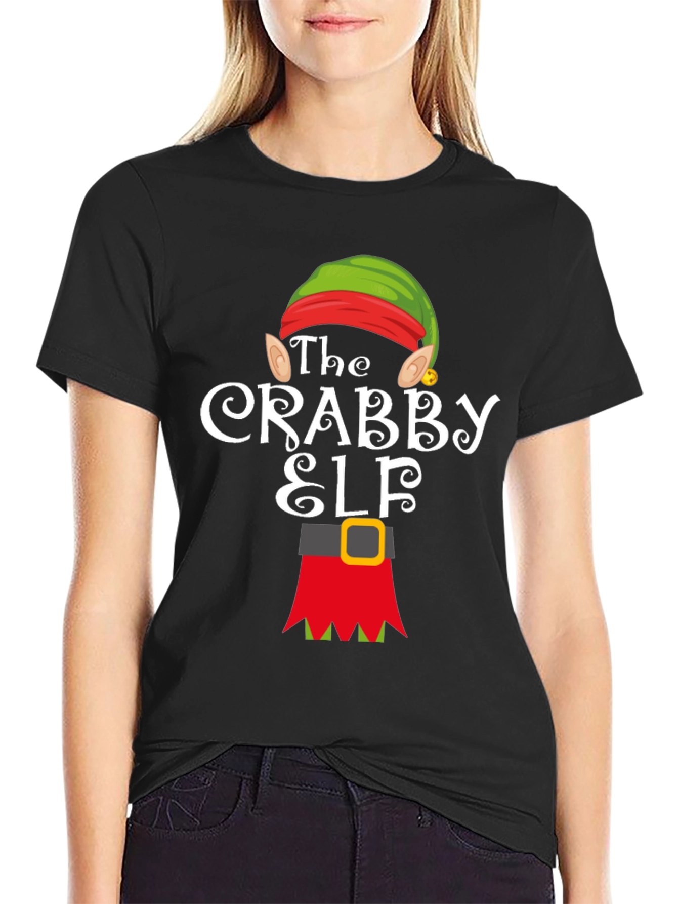 The Crabby Elf Funny Christmas Graphic T-Shirt